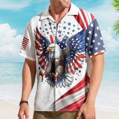 America 250th Anniversary USA Pride Patriotic Eagle - Personalized Hawaiian Shirt