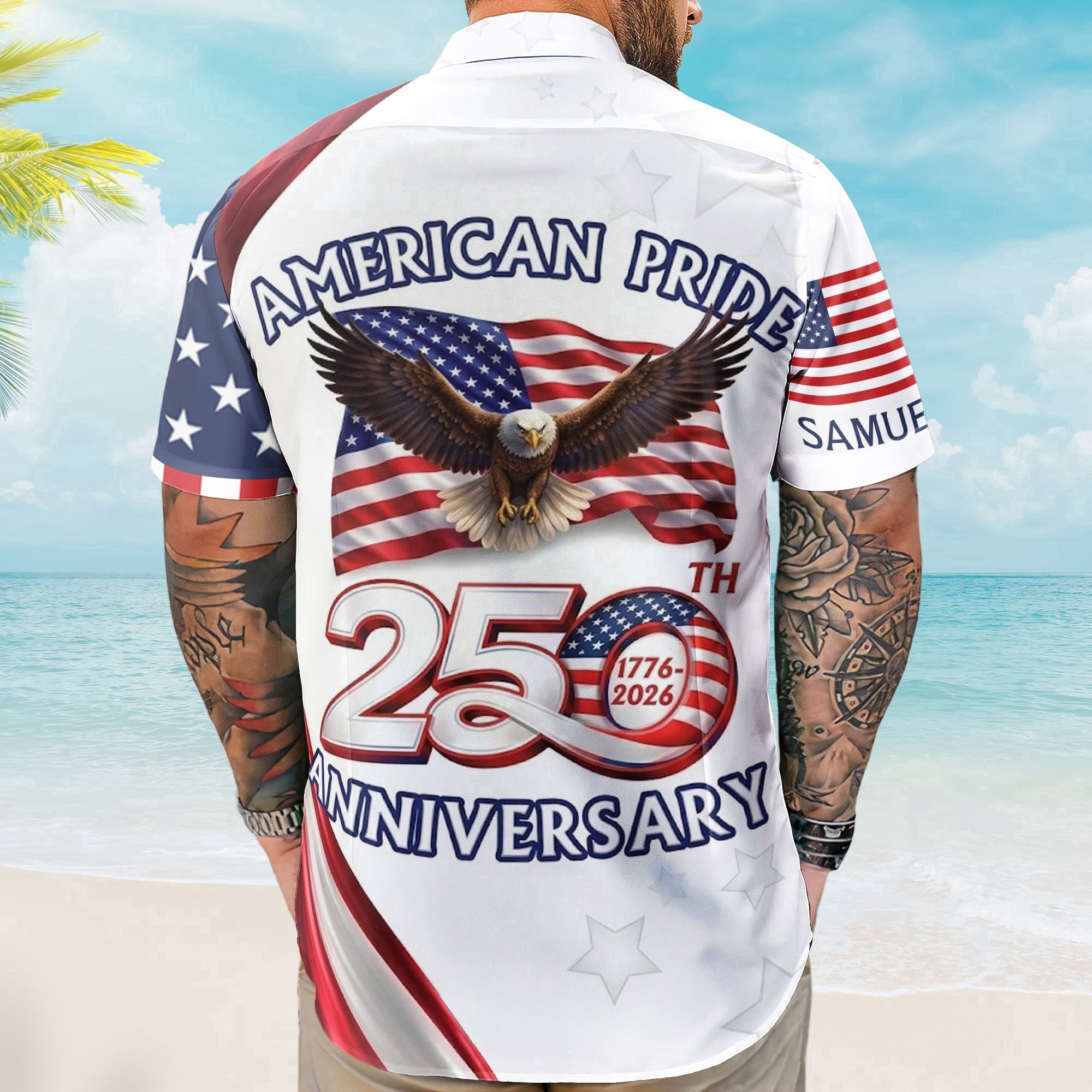 America 250th Anniversary USA Pride Patriotic Eagle - Personalized Hawaiian Shirt