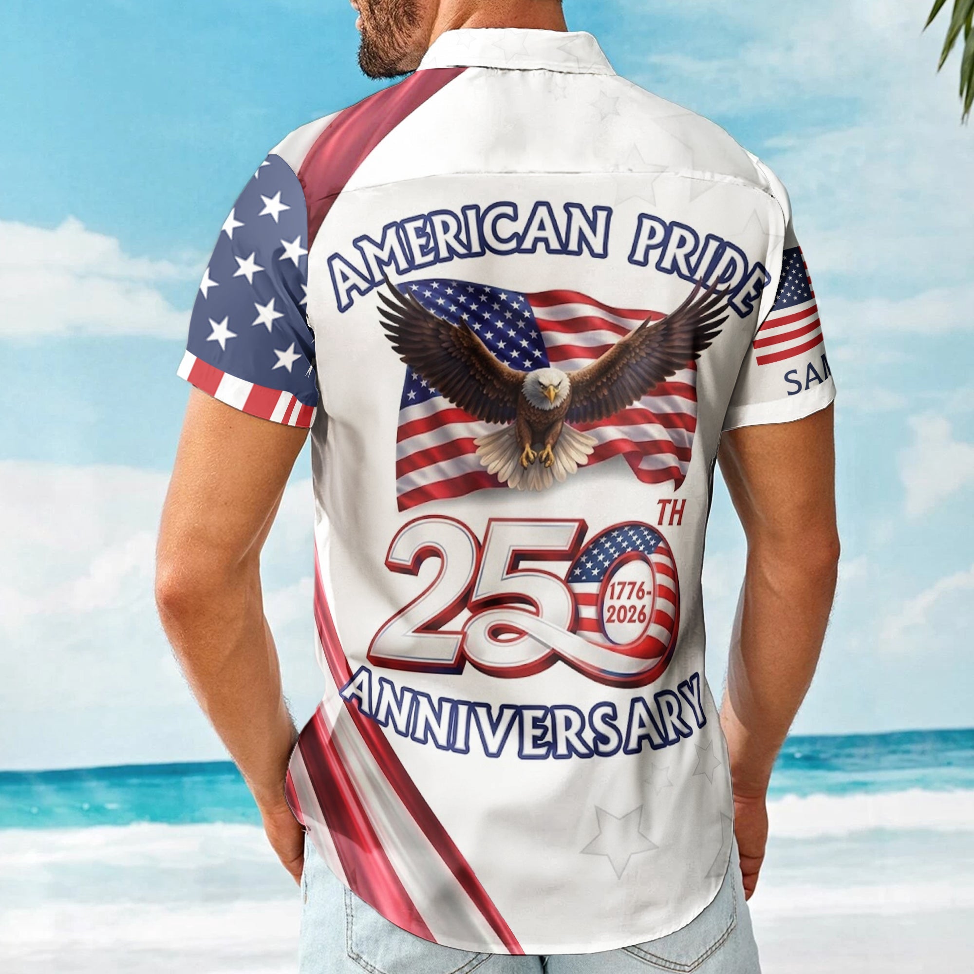 America 250th Anniversary USA Pride Patriotic Eagle - Personalized Hawaiian Shirt