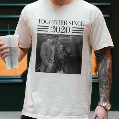 Personalized Vintage Photo Couple Comfort Tee – Annoying Each Other & Still Going Strong