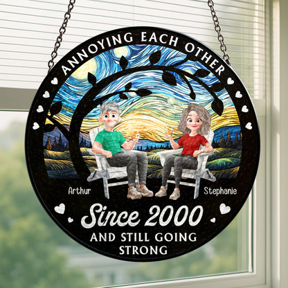 Personalized “Annoying Each Other Since” Stained Glass Window Hanging Suncatcher