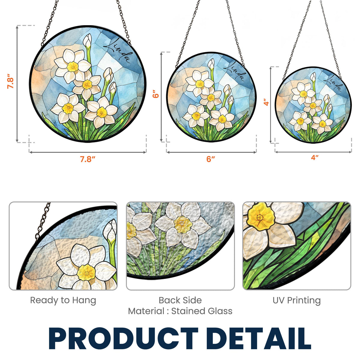 Custom Birth Month Flower - Personalized Stained Glass Window Hanging Suncatcher