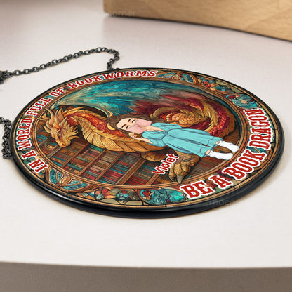 Personalized “Be a Book Dragon” Stained Glass Window Hanging Suncatcher