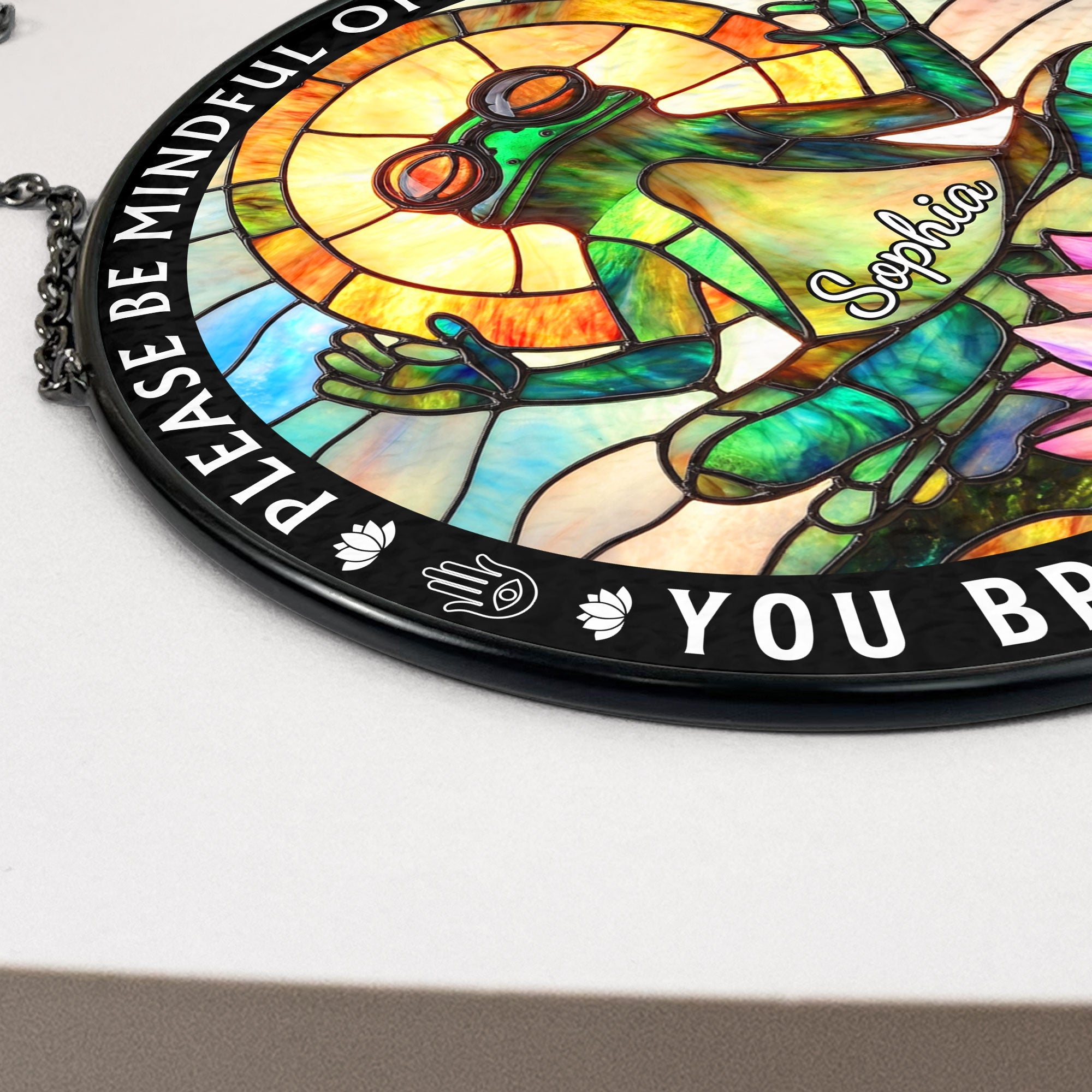 Be Mindful Of The Energy - Personalized Stained Glass Window Hanging Suncatcher