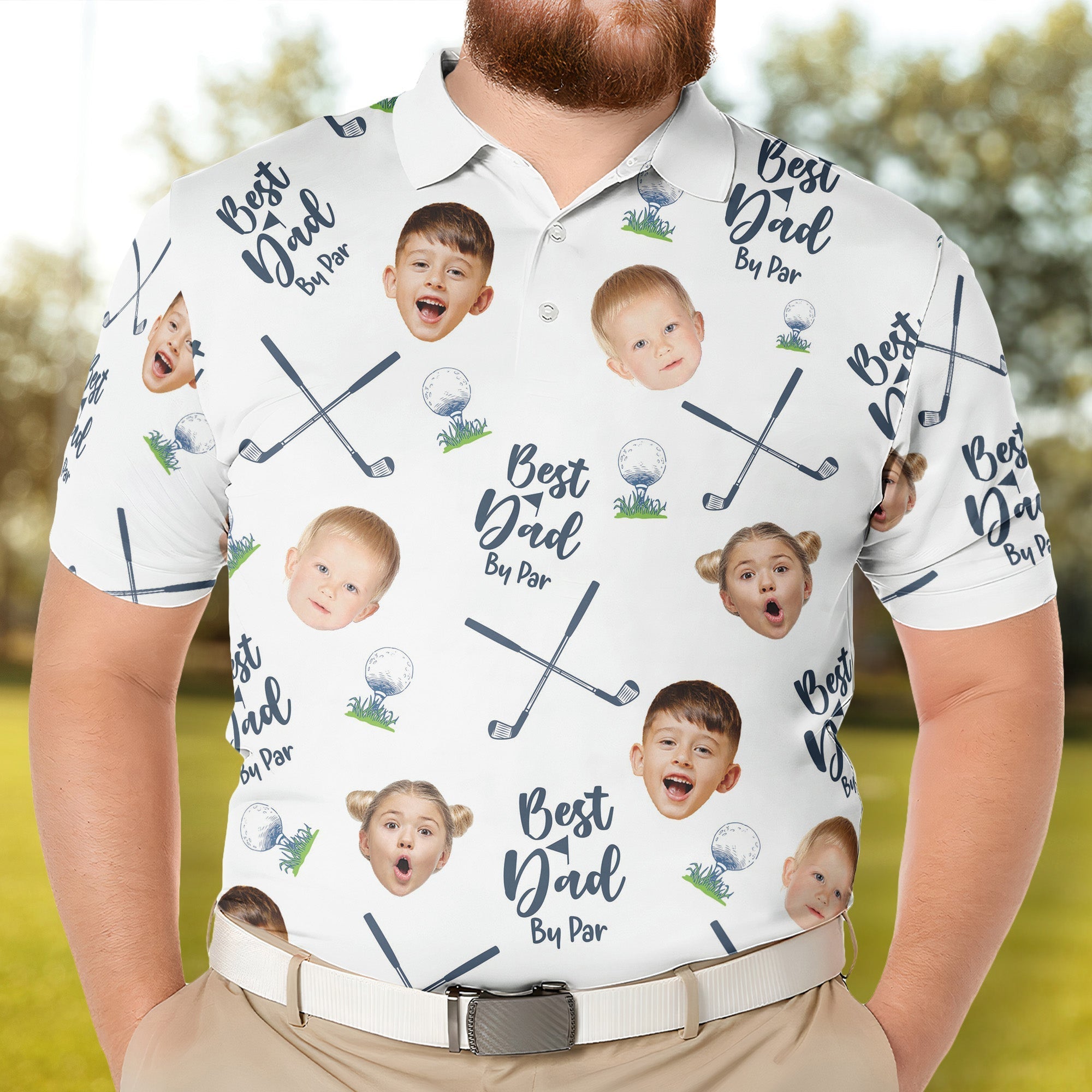Best Dad By Par - Personalized Photo Polo Shirt - Gift For Dad