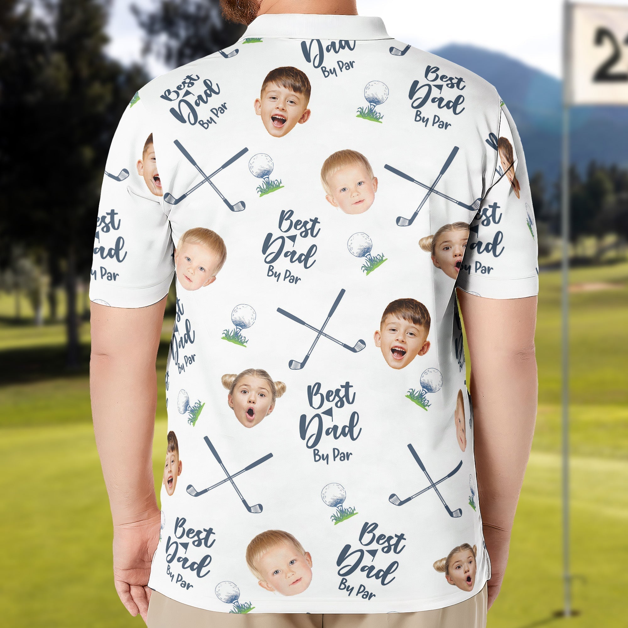 Best Dad By Par - Personalized Photo Polo Shirt - Gift For Dad