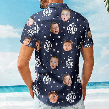 Best Dad Ever Custom Cute Kid Face Father's Day Gift For Dad, Husband, Grandpa - Personalized Hawaiian Shirt