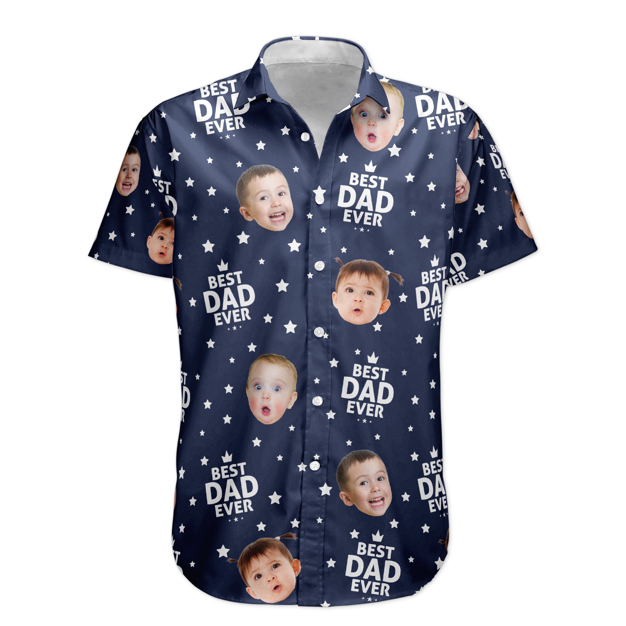 Best Dad Ever Custom Cute Kid Face Father's Day Gift For Dad, Husband, Grandpa - Personalized Hawaiian Shirt