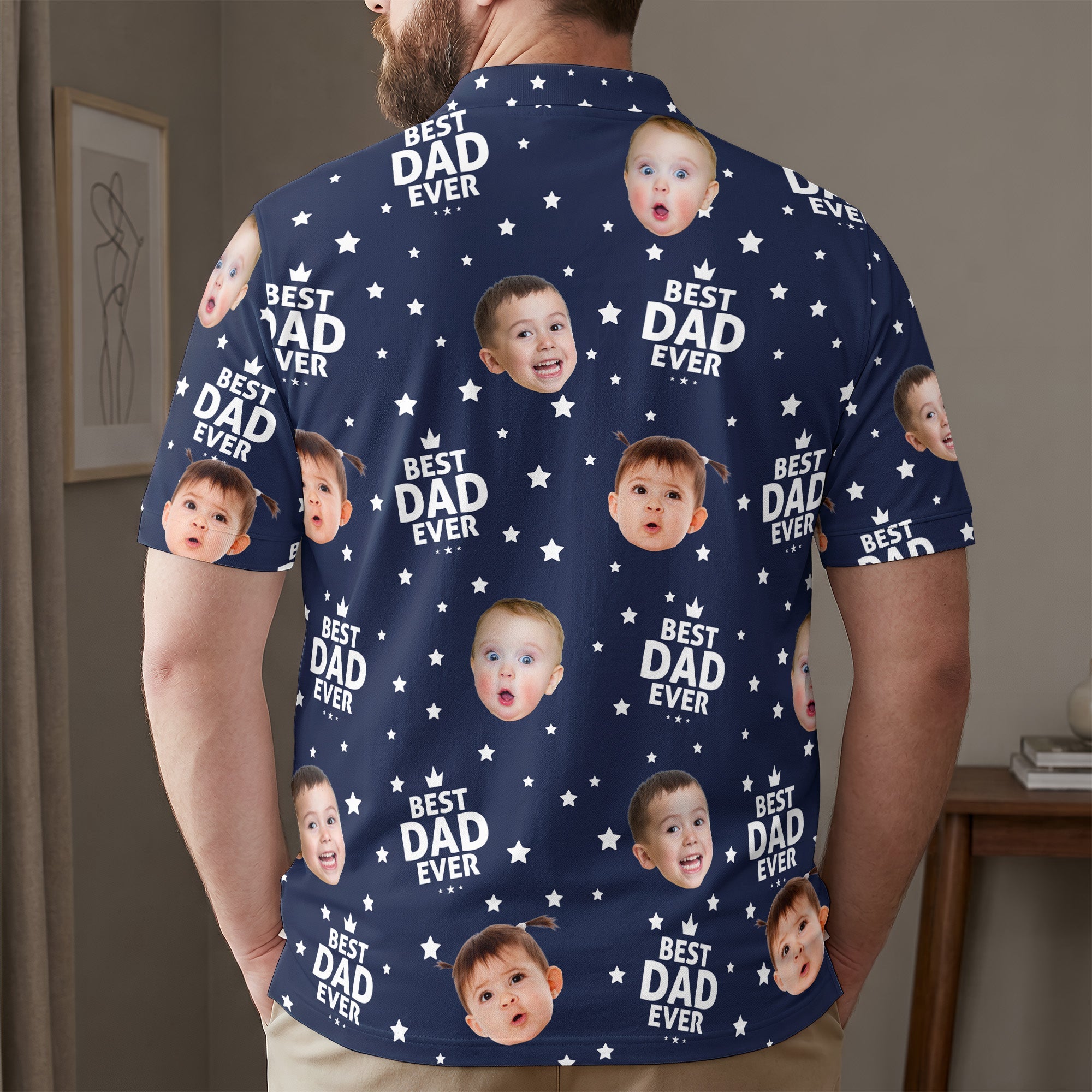 Best Dad Ever Custom Cute Kid Face Father's Day Gift For Dad, Husband, Grandpa - Personalized Polo Shirt