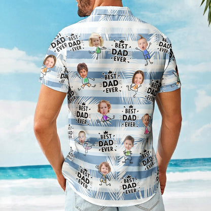 Best Dad Ever Striped Pattern Father's Day Gift For Dad, Husband - Personalized Hawaiian Shirt