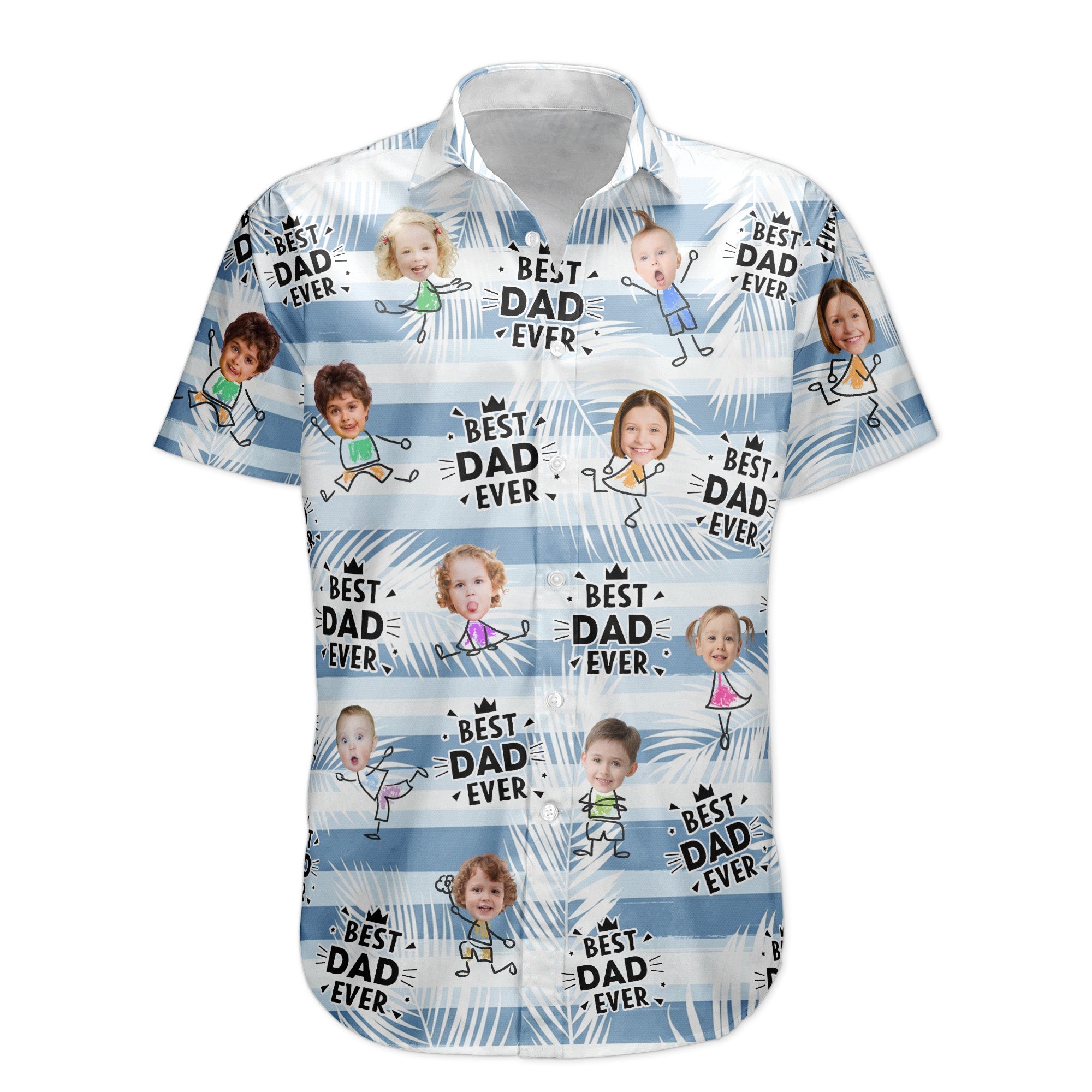 Best Dad Ever Striped Pattern Father's Day Gift For Dad, Husband - Personalized Hawaiian Shirt