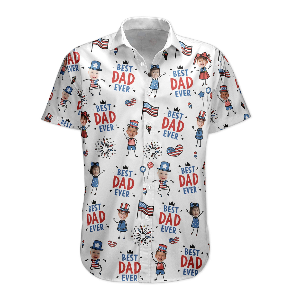 Best Dad Ever USA Flag - Personalized Hawaiian Shirt