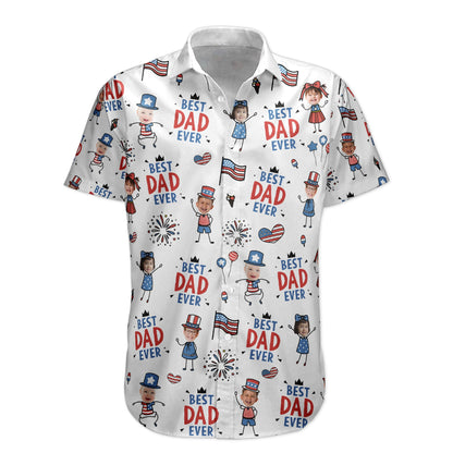Best Dad Ever USA Flag - Personalized Hawaiian Shirt