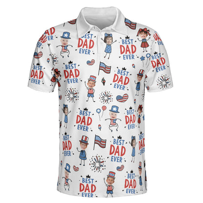 Best Dad Ever USA Flag - Personalized Polo Shirt