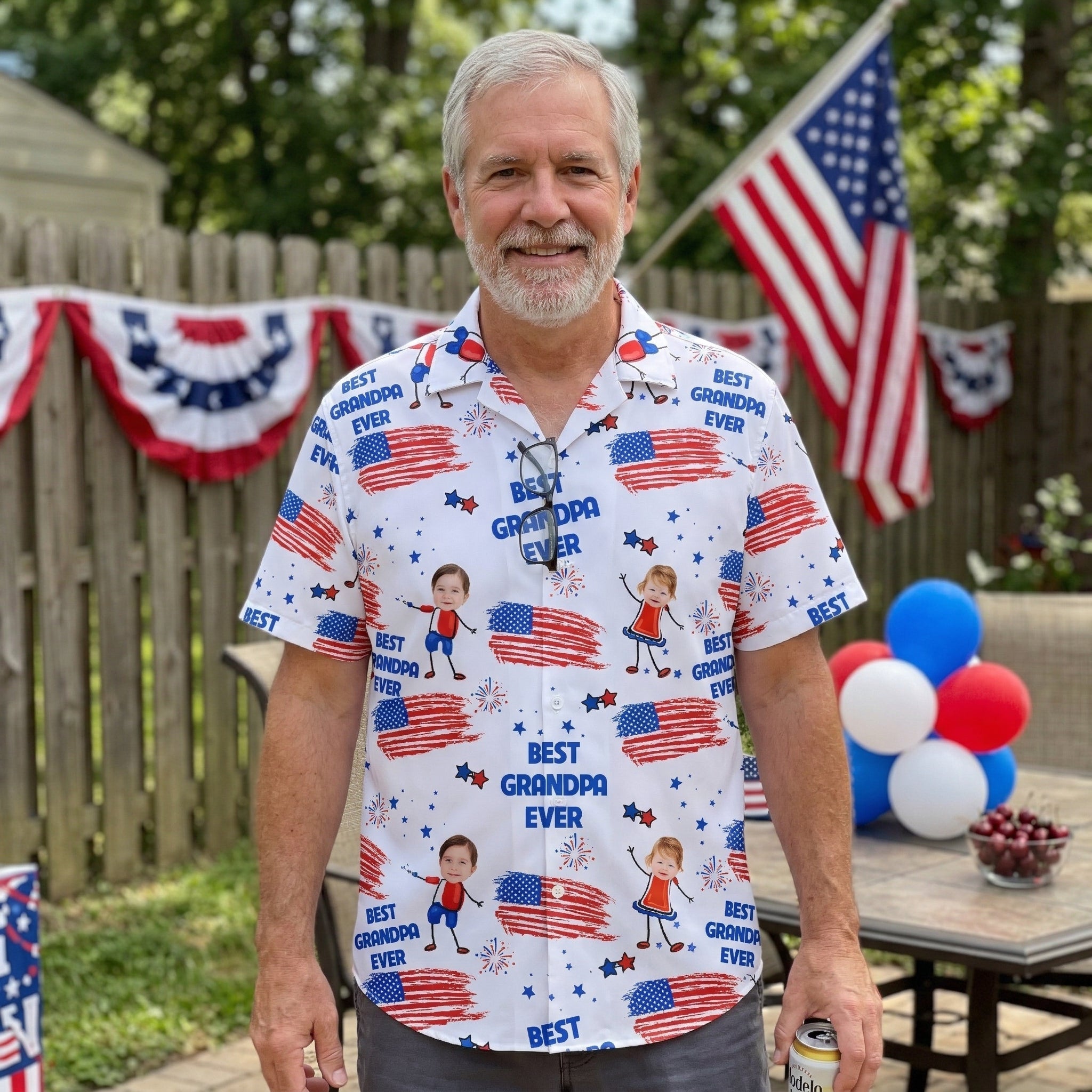 Best Dad Grandpa Ever Custom Photo - Personalized Hawaiian Shirt