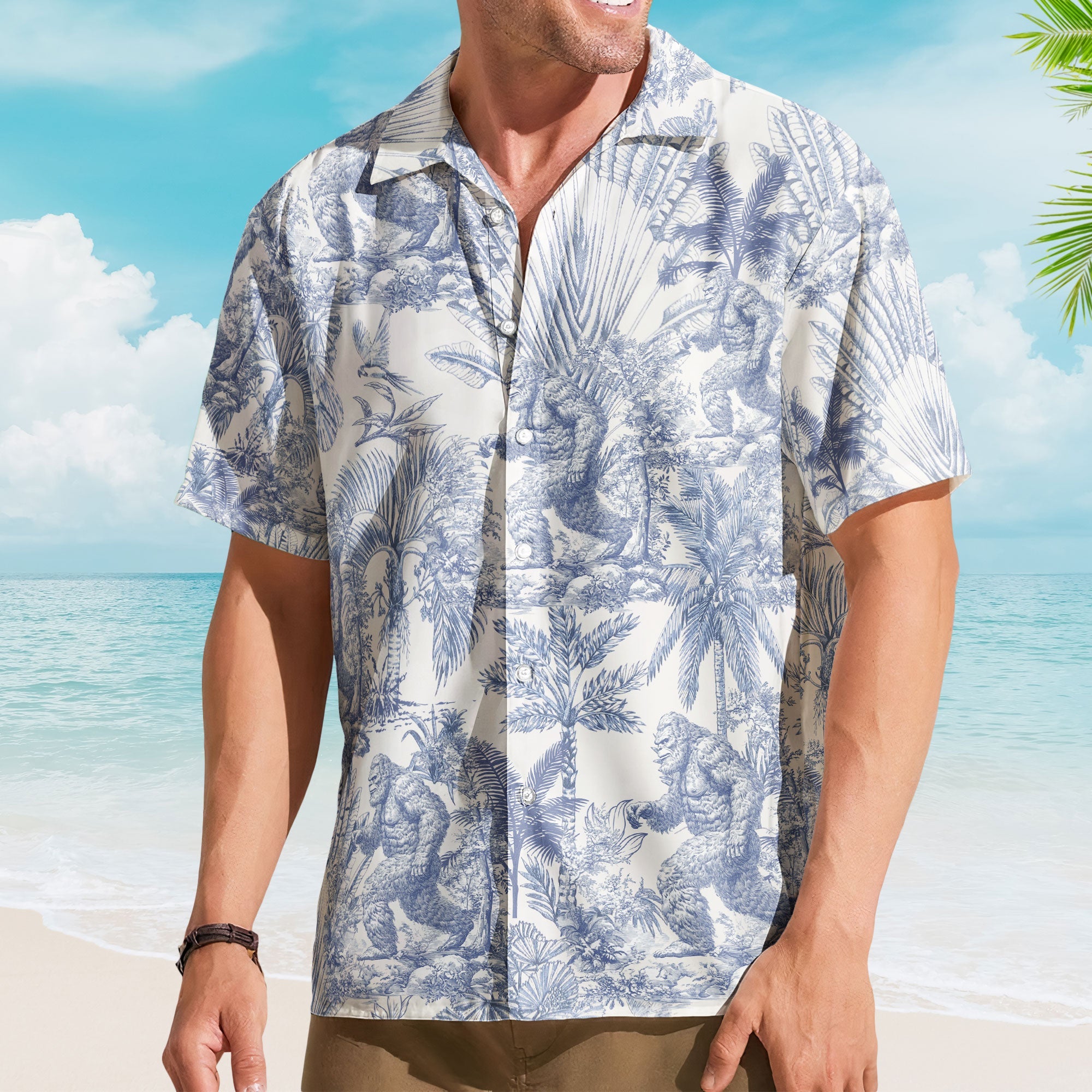 Bigfoot Alien Dragon Dinosaur Wolf Toile De Jouy - Personalized Hawaiian Shirt