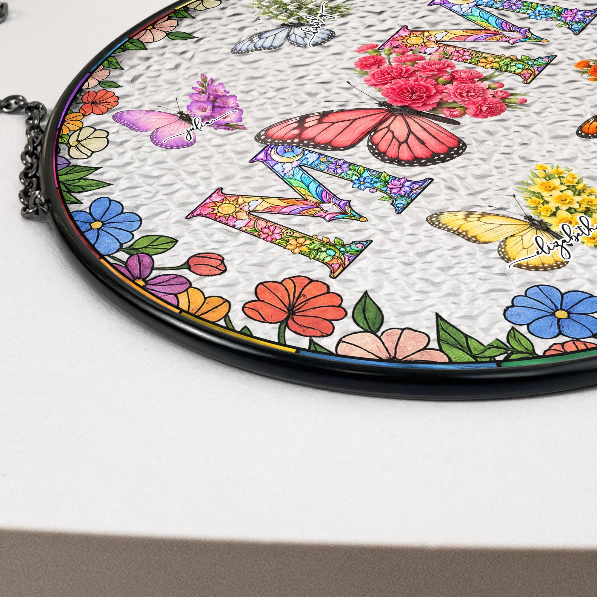 Butterfly Birth Flower Gift For Mom, Wife - Personalized Window Hanging Suncatcher