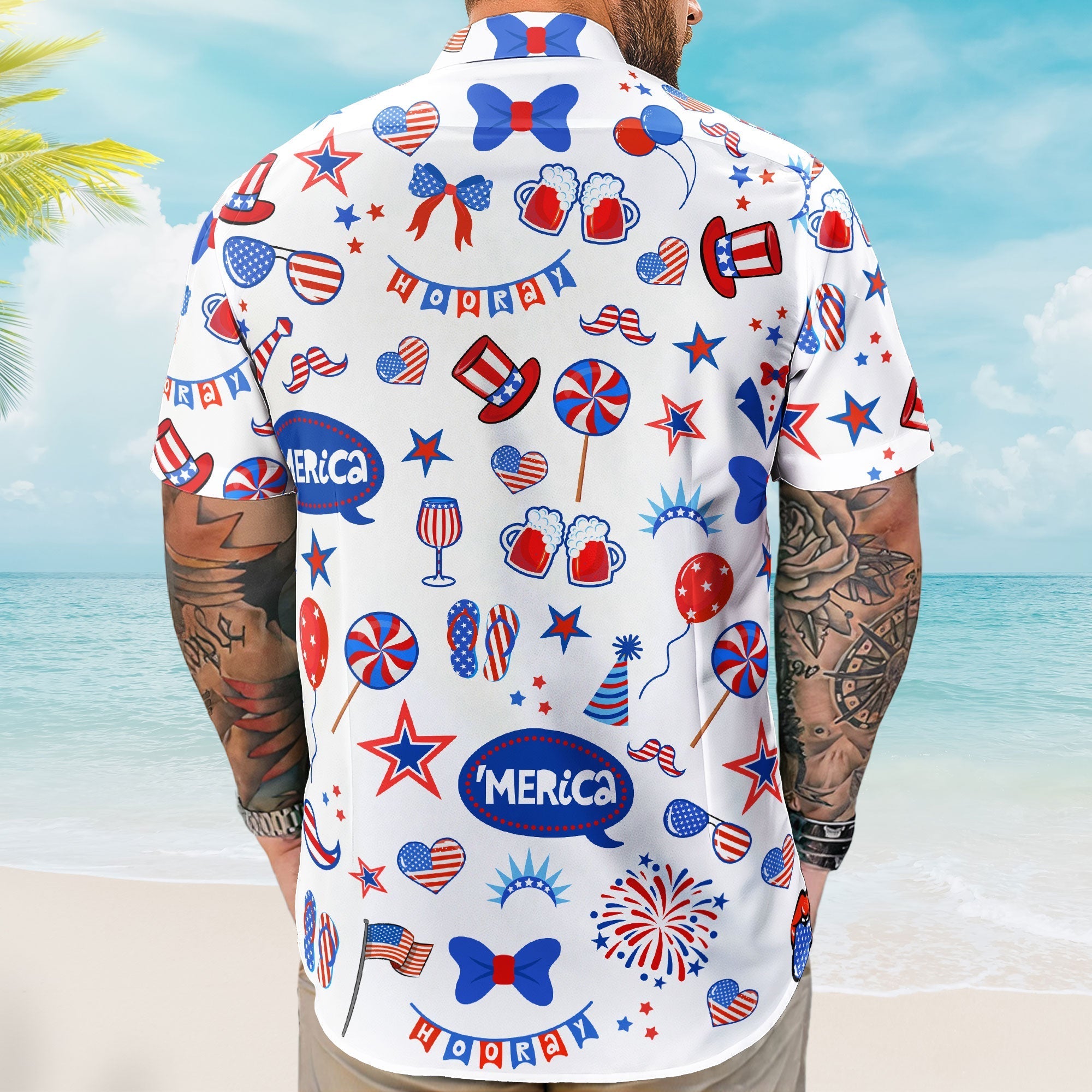 Custom Face Funny Happy 4th Of July - Personalized Photo Hawaiian Shirt - Independence Day Shirt
