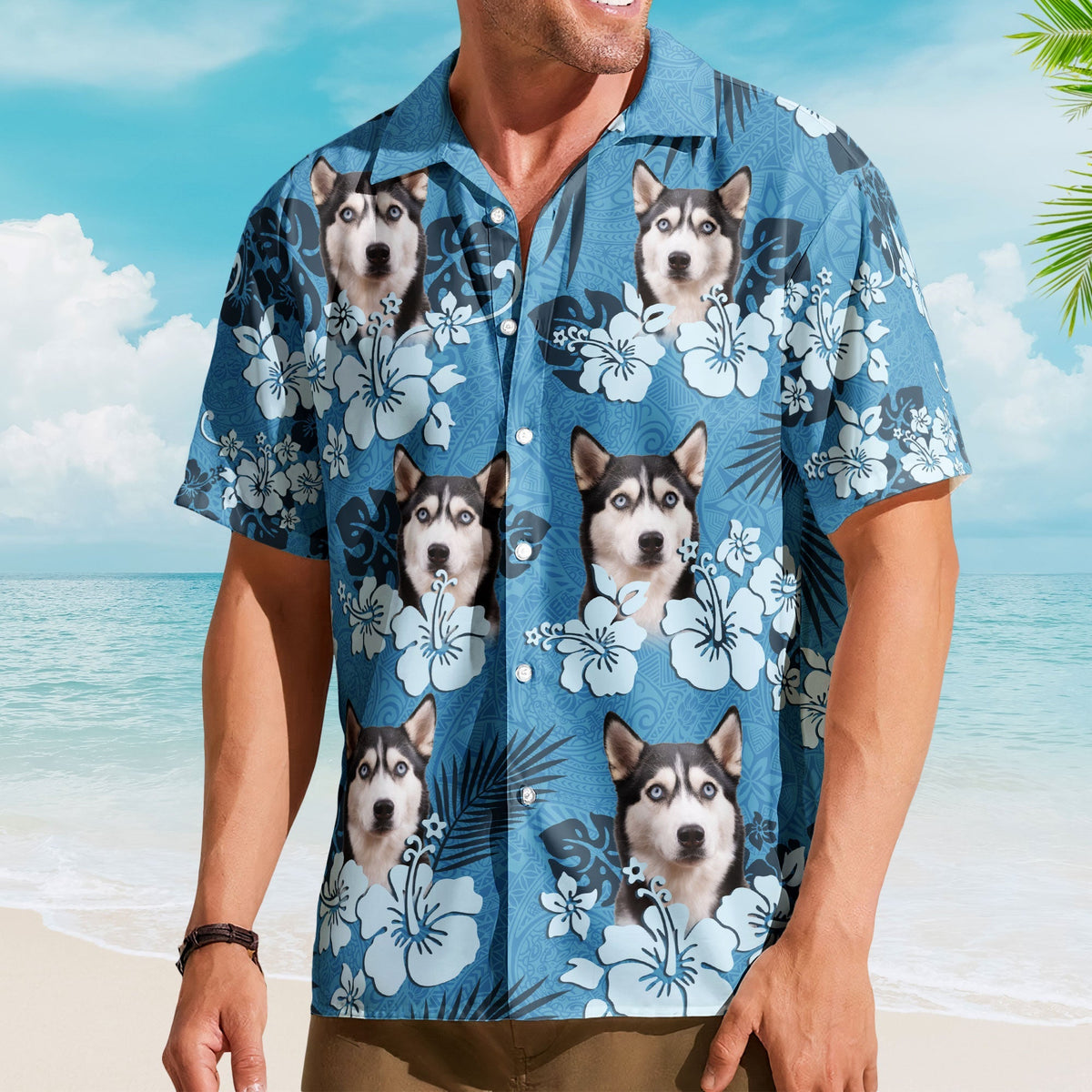 Custom Face Funny Photo Tropical Hibiscus Hawaii Tribal For Men, Women - Custom Photo Hawaiian Shirts
