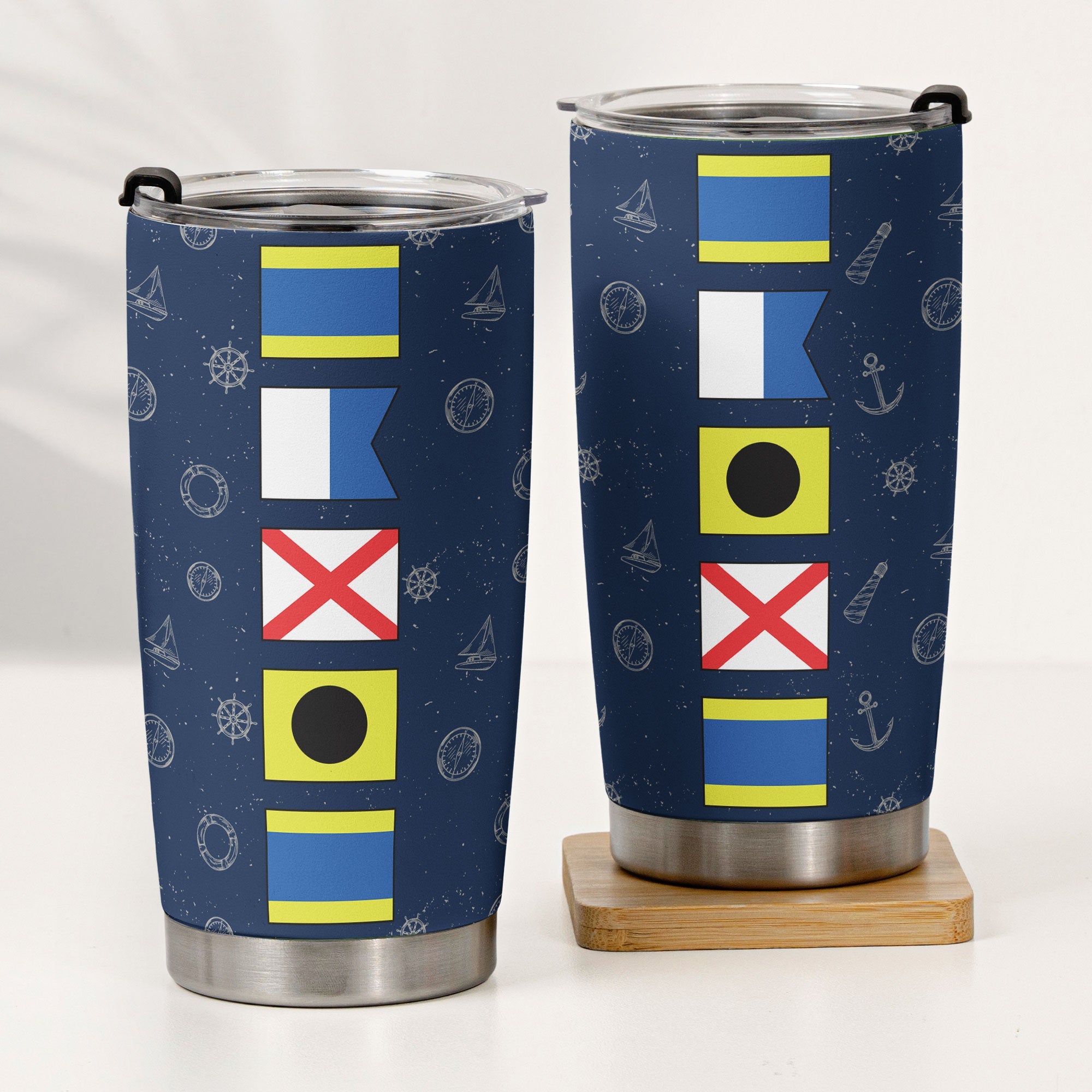 Custom Name In Nautical Flag - Personalized Tumbler Cup