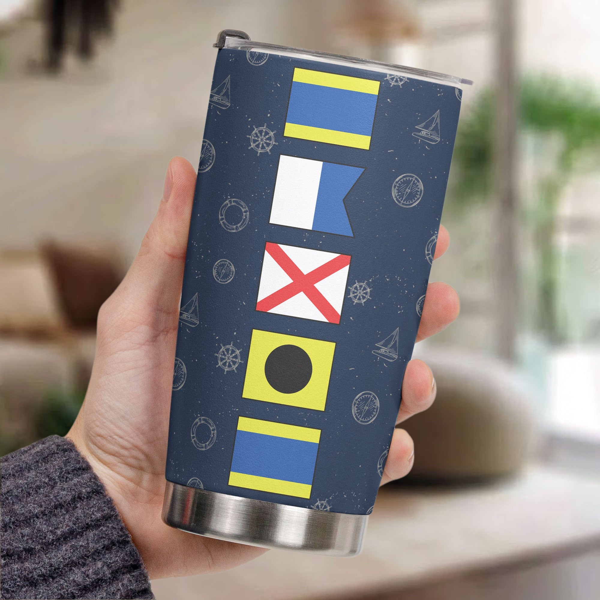 Custom Name In Nautical Flag - Personalized Tumbler Cup