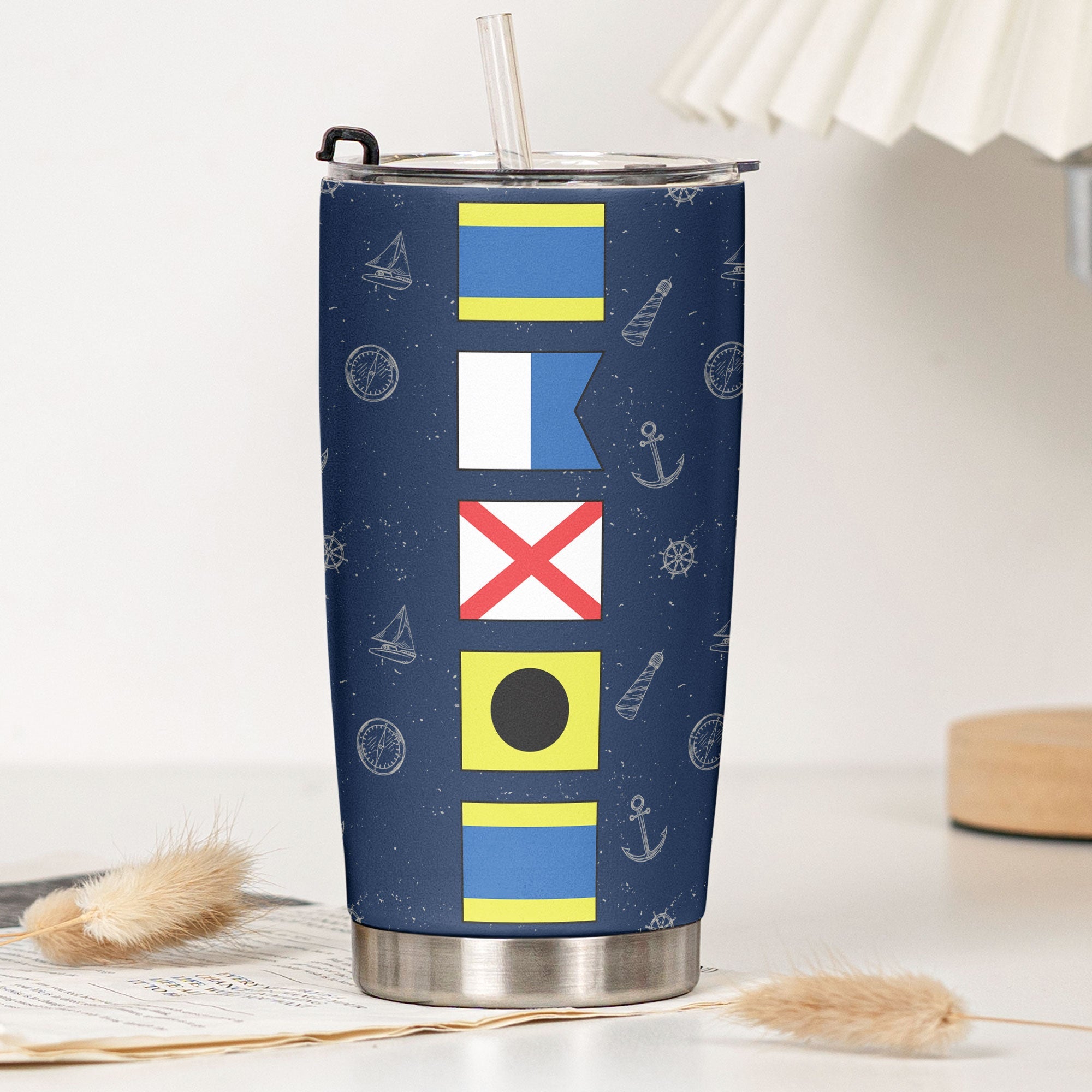 Custom Name In Nautical Flag - Personalized Tumbler Cup