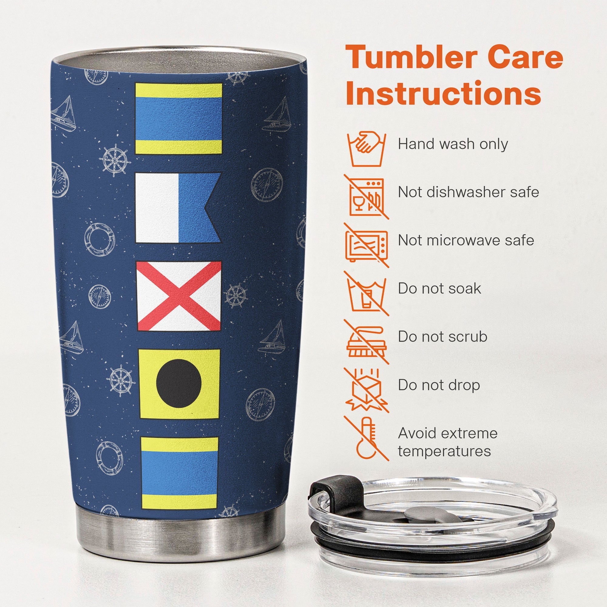 Custom Name In Nautical Flag - Personalized Tumbler Cup