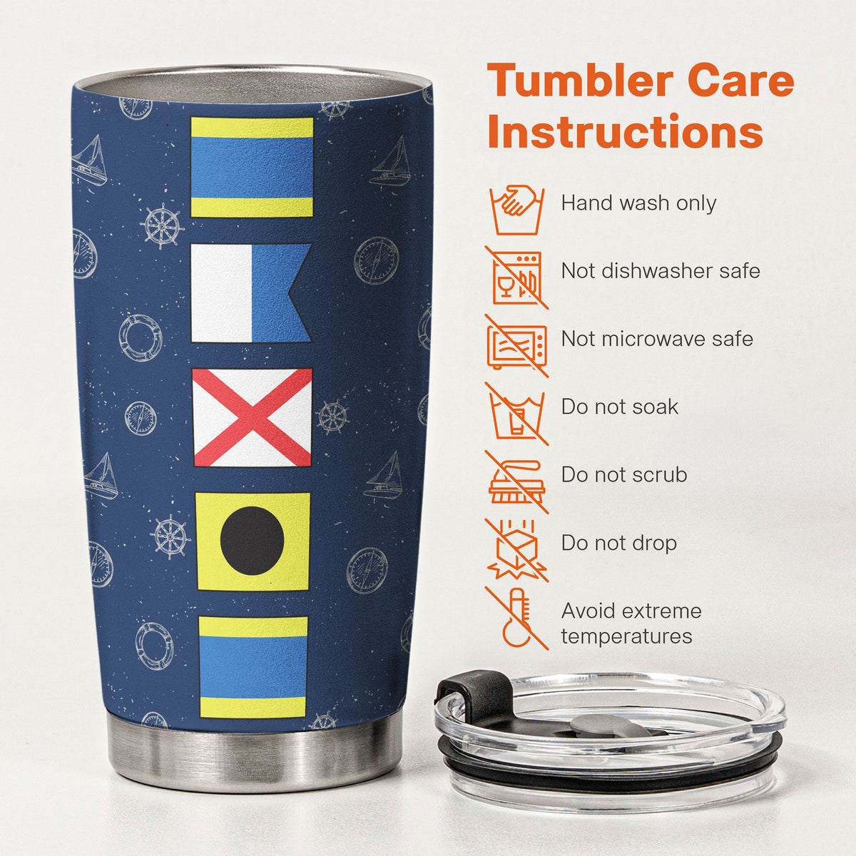 Custom Name In Nautical Flag - Personalized Tumbler Cup