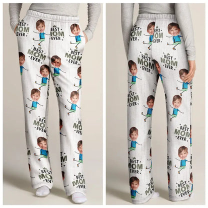 Custom Photo Happy Grandkids Best Papa Grandpa Ever Rain Pattern - Personalized Pajama Pants
