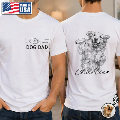 Custom Pet Photo Pencil Sketch T-Shirt for Dog Moms, Dads & Cat Parents