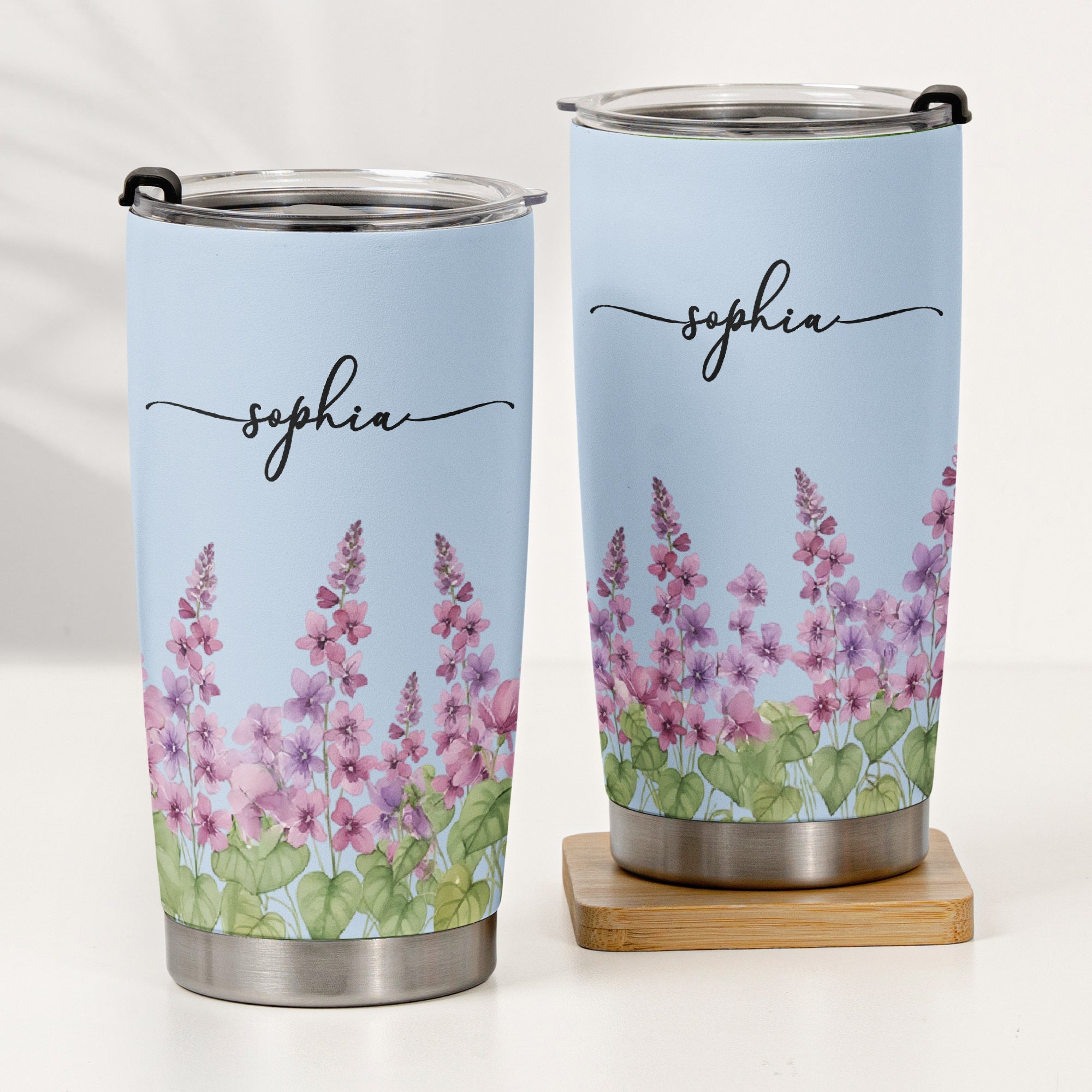 Custom Name & Birth Flower Birthday Gift For Her, Sisters, Daughter, Friends, Coworkers - Personalized Tumbler