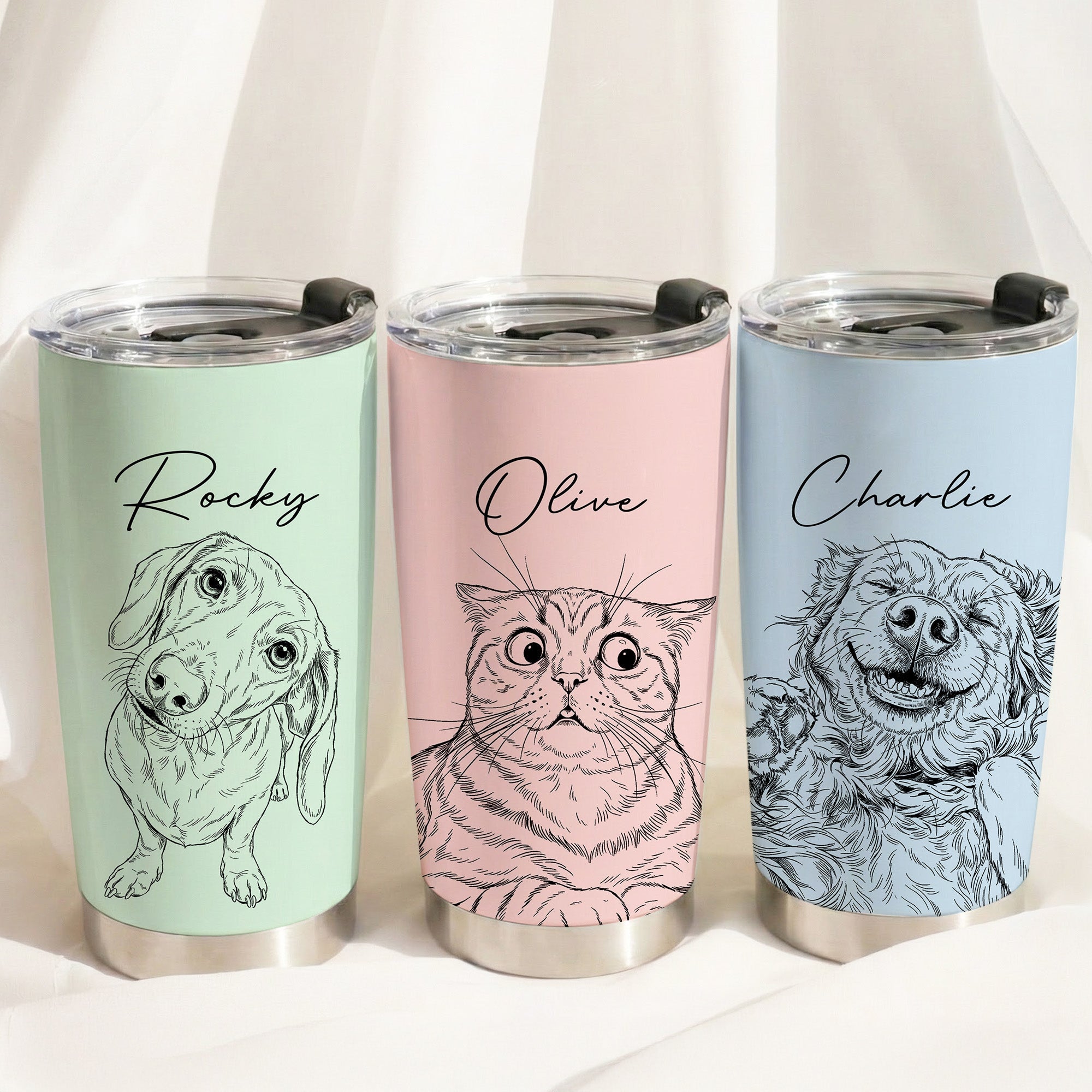 Custom Pet Portrait Gift For Dog Lover, Cat Lover - Personalized Tumbler