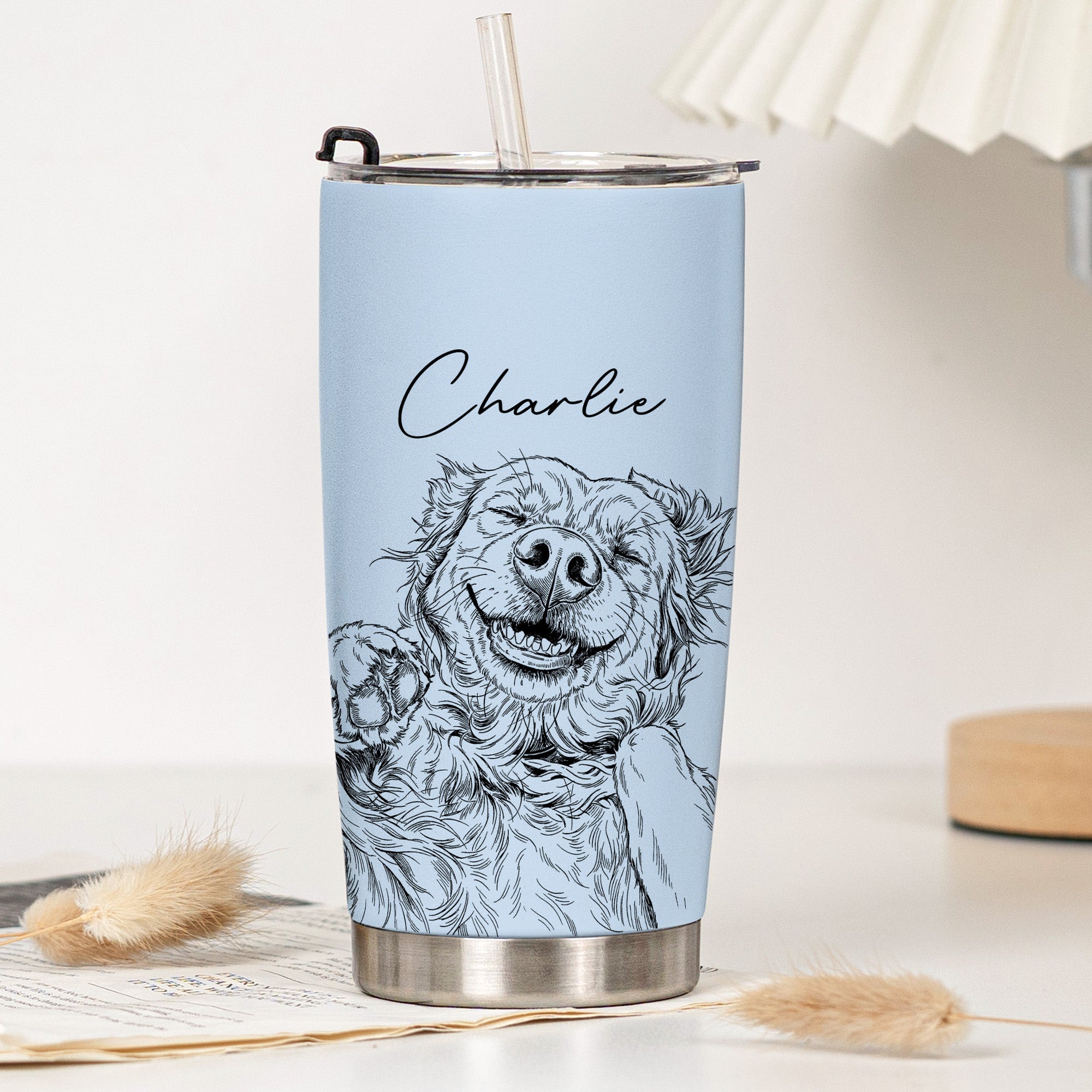 Custom Pet Portrait Gift For Dog Lover, Cat Lover - Personalized Tumbler