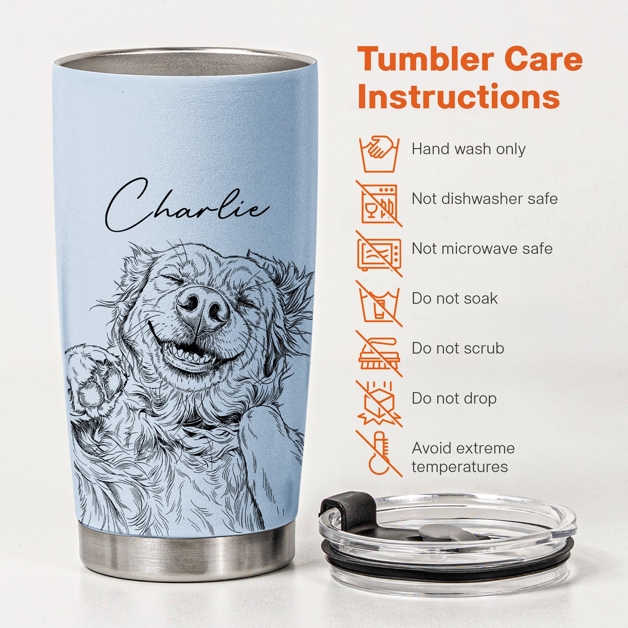 Custom Pet Portrait Gift For Dog Lover, Cat Lover - Personalized Tumbler