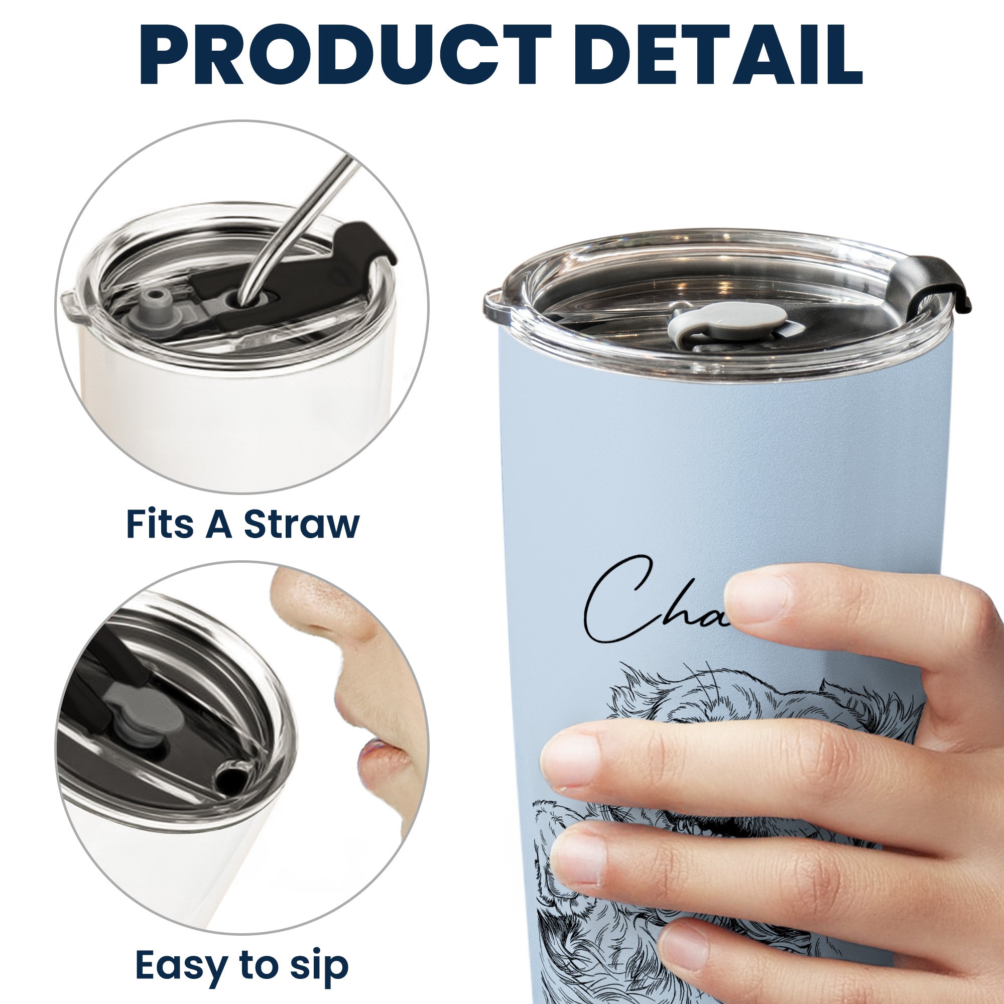 Custom Pet Portrait Gift For Dog Lover, Cat Lover - Personalized Tumbler
