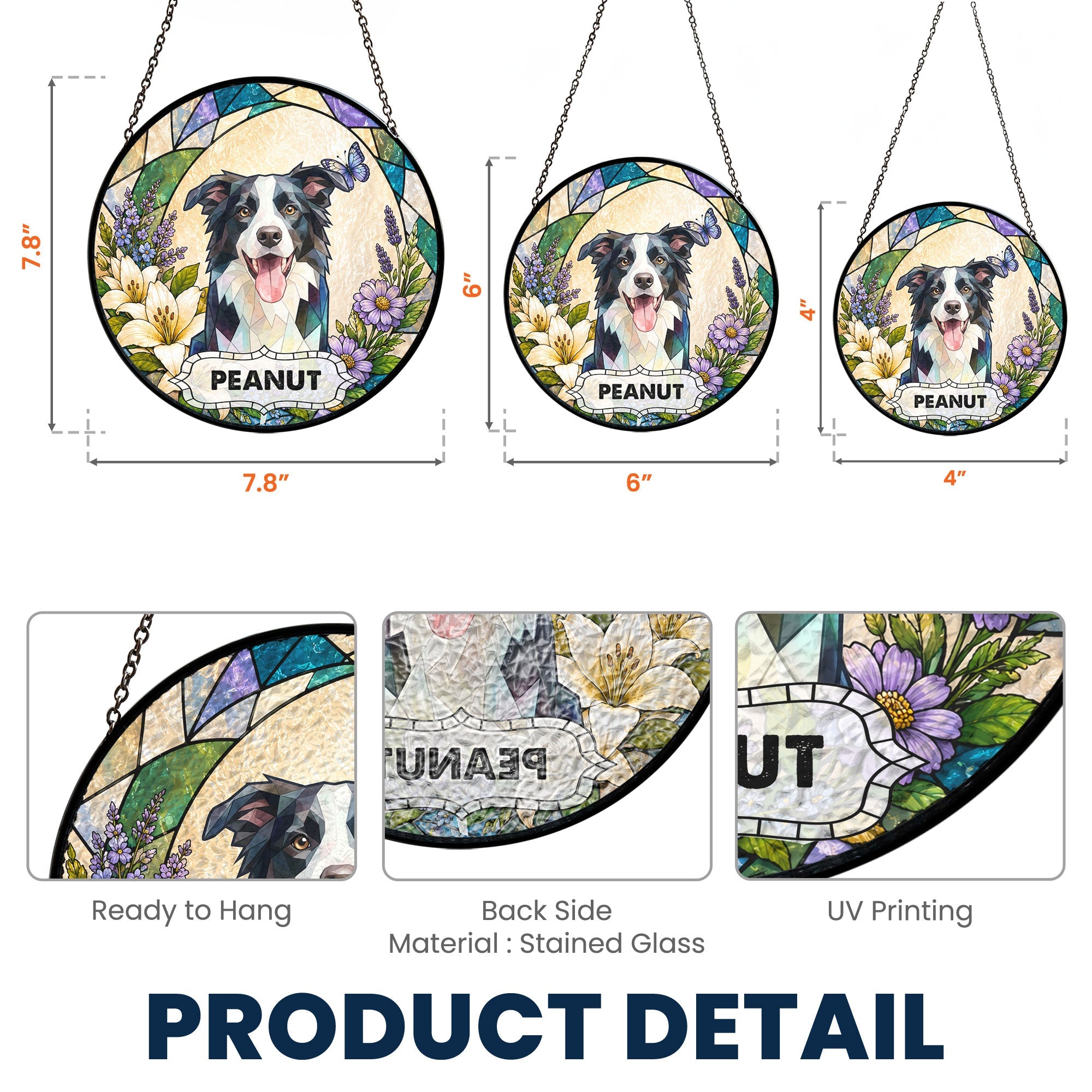 Custom Pet Portrait Stained Glass Style Art Dog Owners Gifts Pet Loss Gifts - Personalized Window Hanging Suncatcher