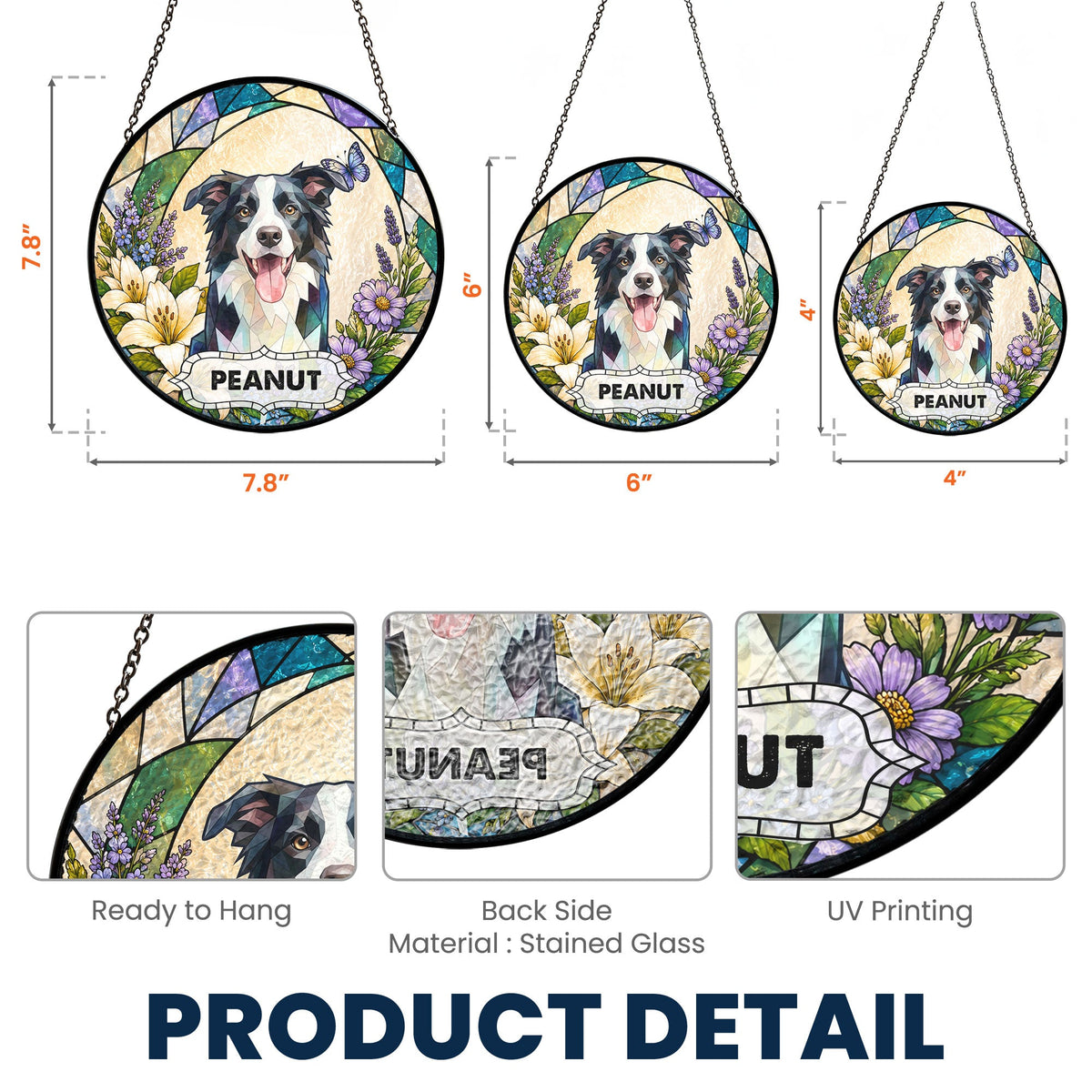 Custom Pet Portrait Stained Glass Style Art Dog Owners Gifts Pet Loss Gifts - Personalized Window Hanging Suncatcher