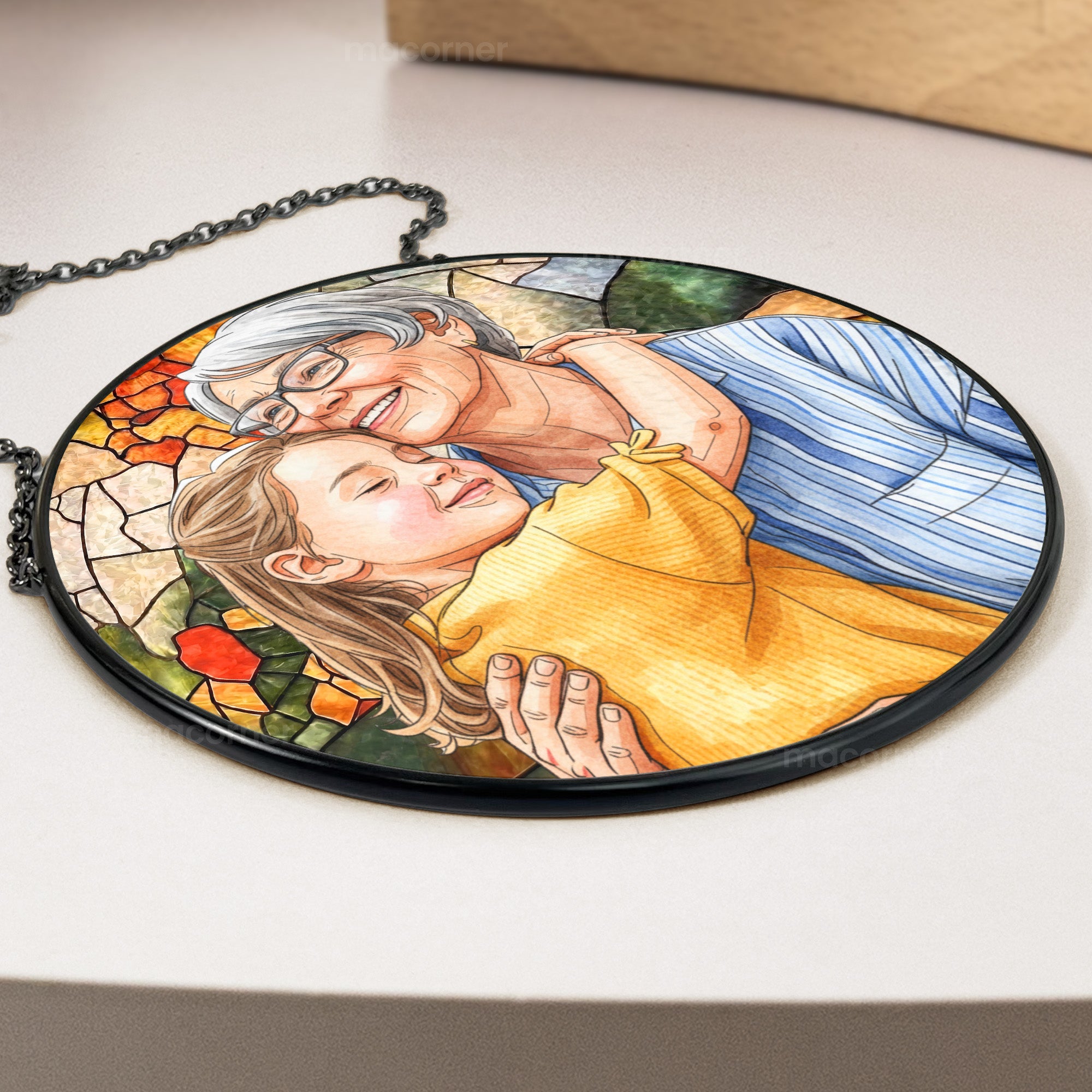Custom Photo Portrait Mom Grandma Parents Family - Personalized Window Hanging Suncatcher