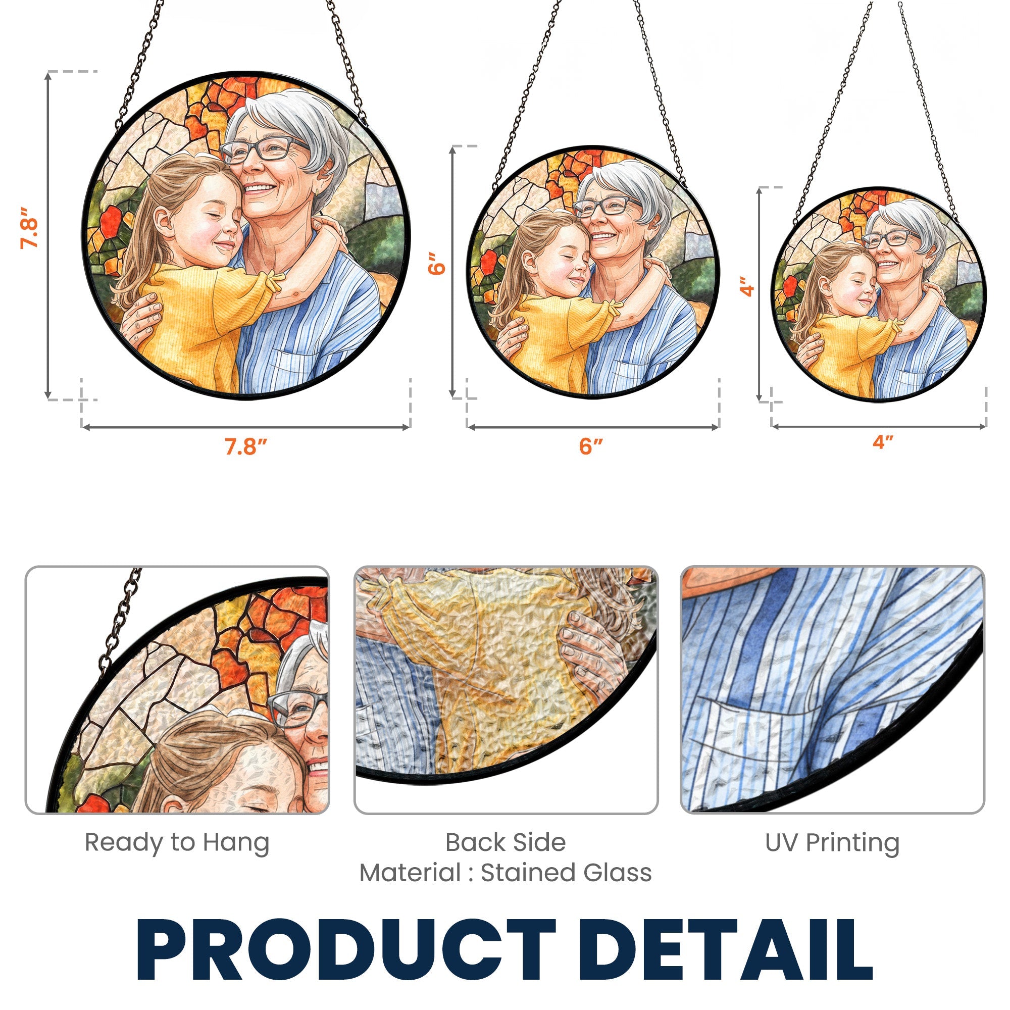 Custom Photo Portrait Mom Grandma Parents Family - Personalized Window Hanging Suncatcher