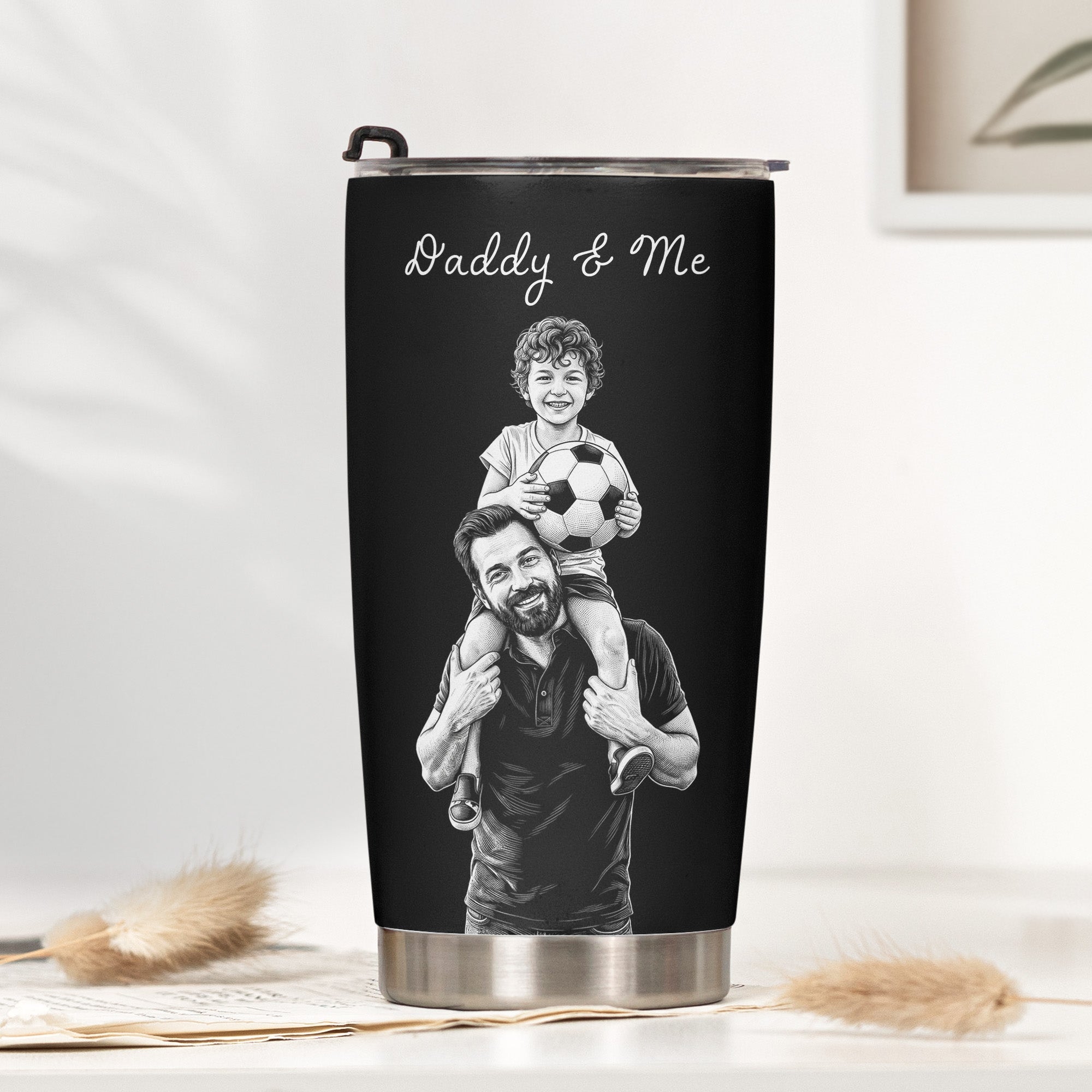Personalized Photo Sketch 20 oz Stainless Steel Tumbler for Dad, Husband or Grandpa