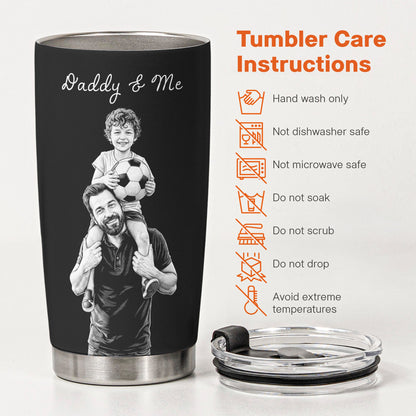 Personalized Photo Sketch 20 oz Stainless Steel Tumbler for Dad, Husband or Grandpa