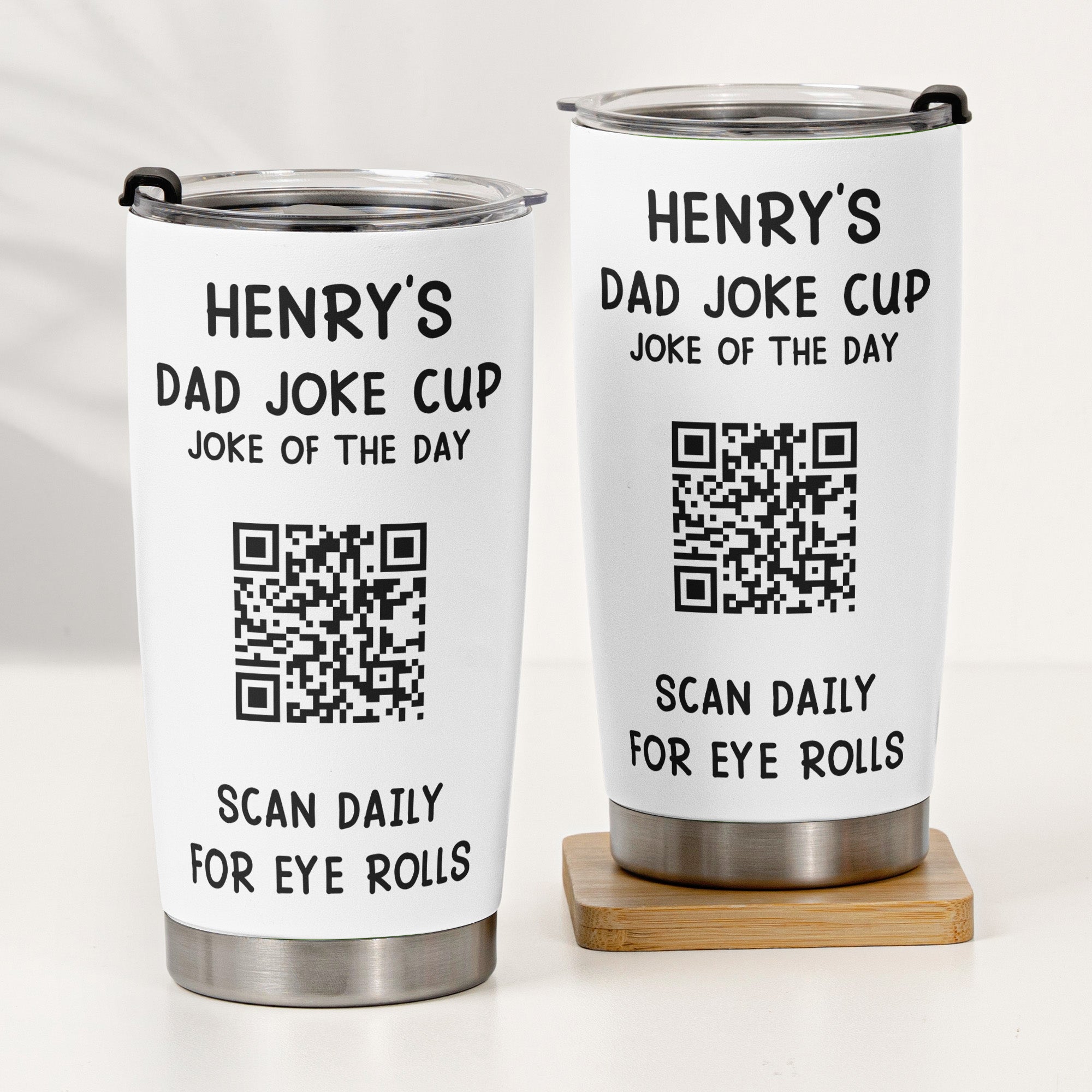 Dad Joke Every Day Interactive QR Funny Cup - Gifts For Dad, Coworkers, Friends Who Love Dad Jokes - Personalized Tumbler