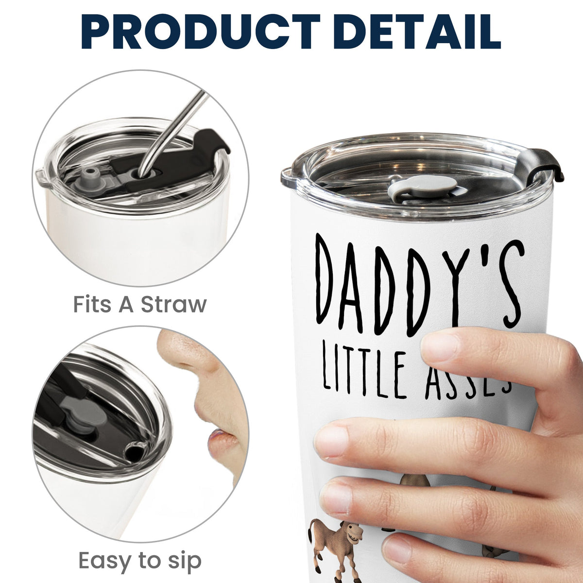 Daddy's Little Asses - Custom Title - Gifts For Mommy, Dad, Papa - Personalized Tumbler Cup
