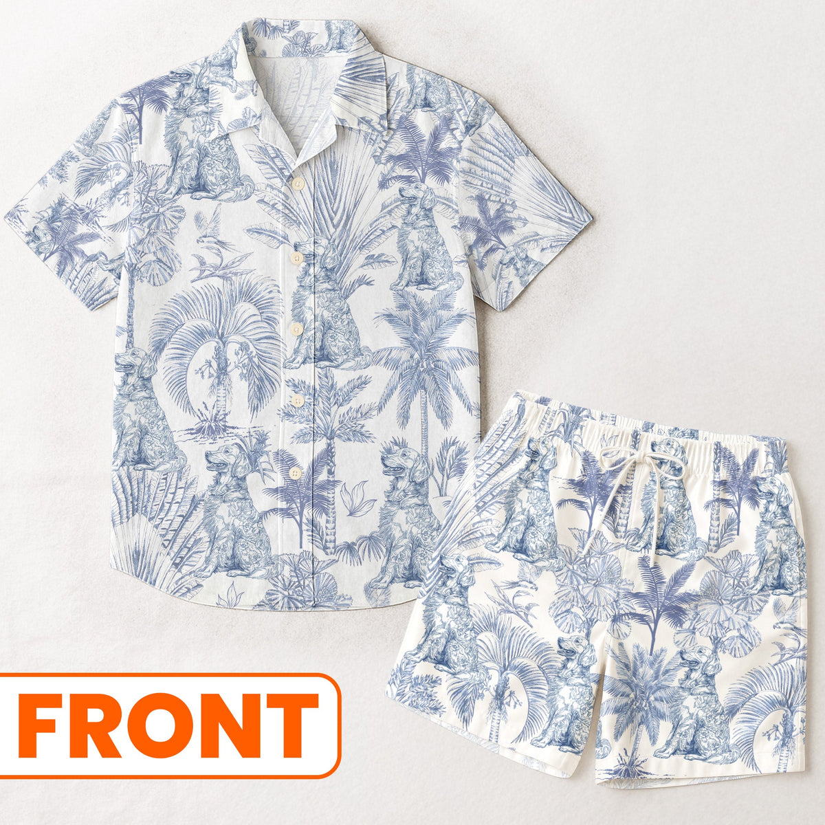 Dog Lover Toile De Jouy Style Custom Breeds Chinoiserie - Personalized Hawaiian Set