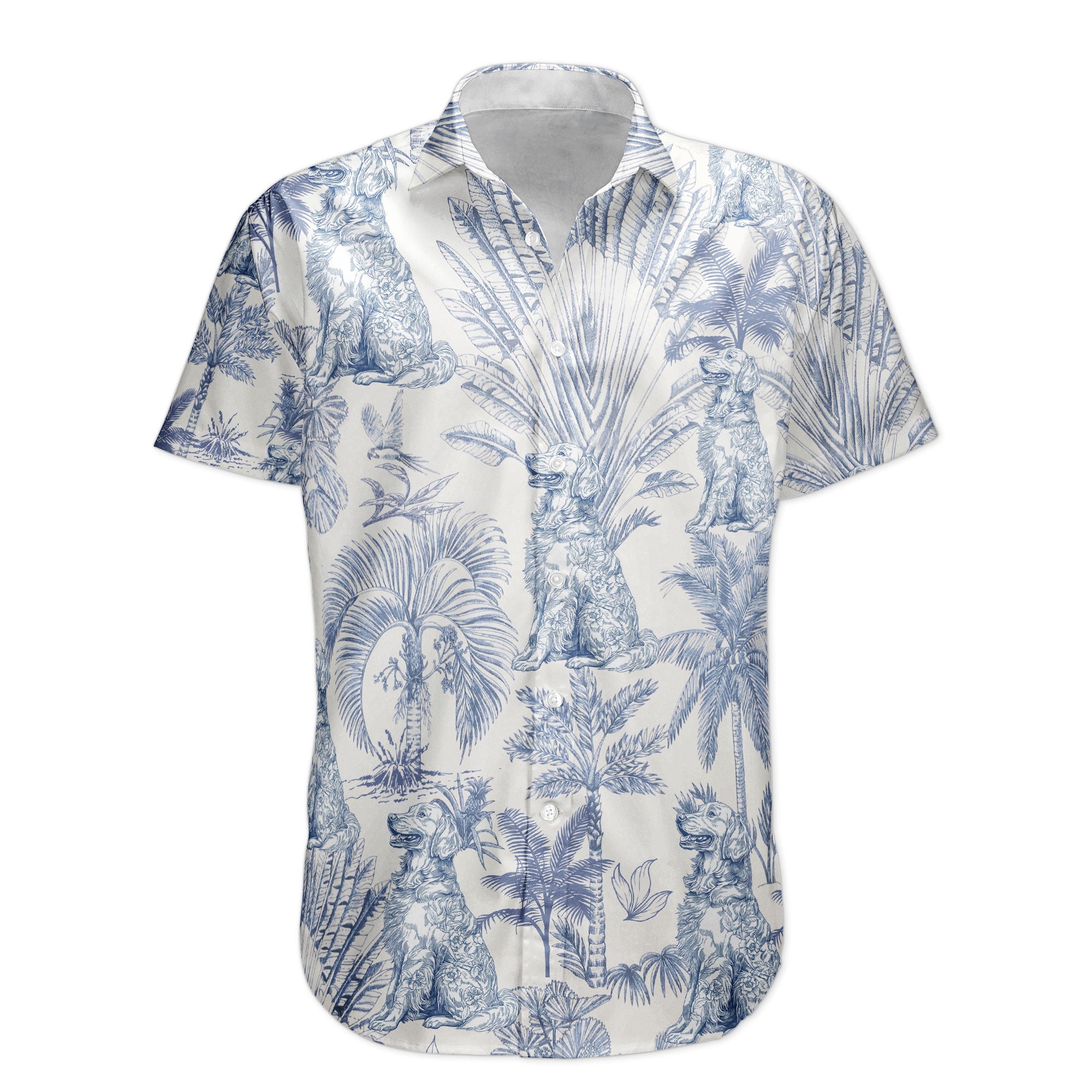 Dog Lovers Toile De Jouy Style Custom Dog Breeds - Personalized Hawaiian Shirt