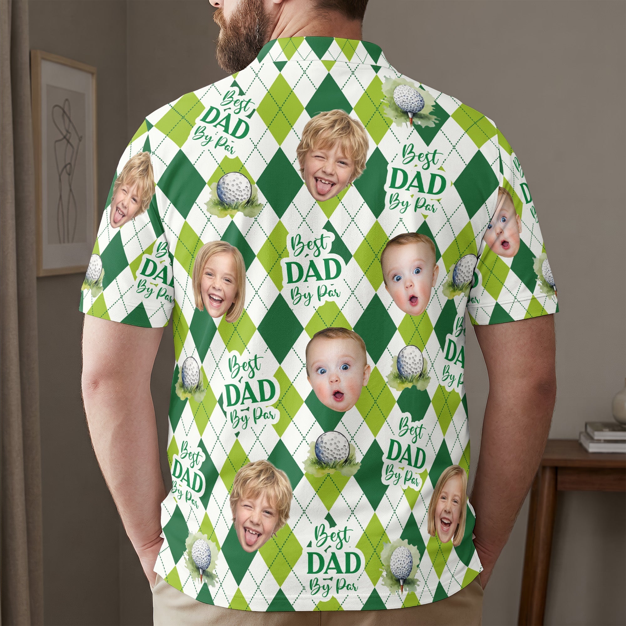 Father's Day Gift, Best Dad By Par, Argyle Pattern - Personalized Polo Shirt