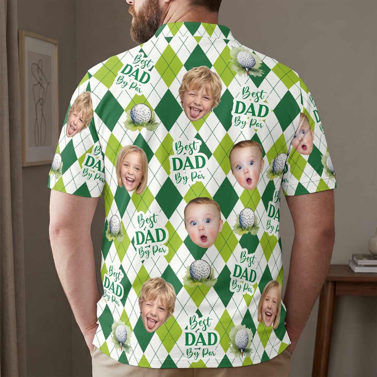 Father's Day Gift, Best Dad By Par, Argyle Pattern - Personalized Polo Shirt