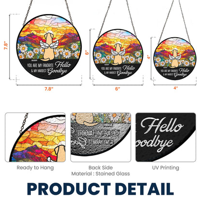 Favorite Hello Hardest Goodbye - Personalized Stained Glass Window Hanging Suncatcher