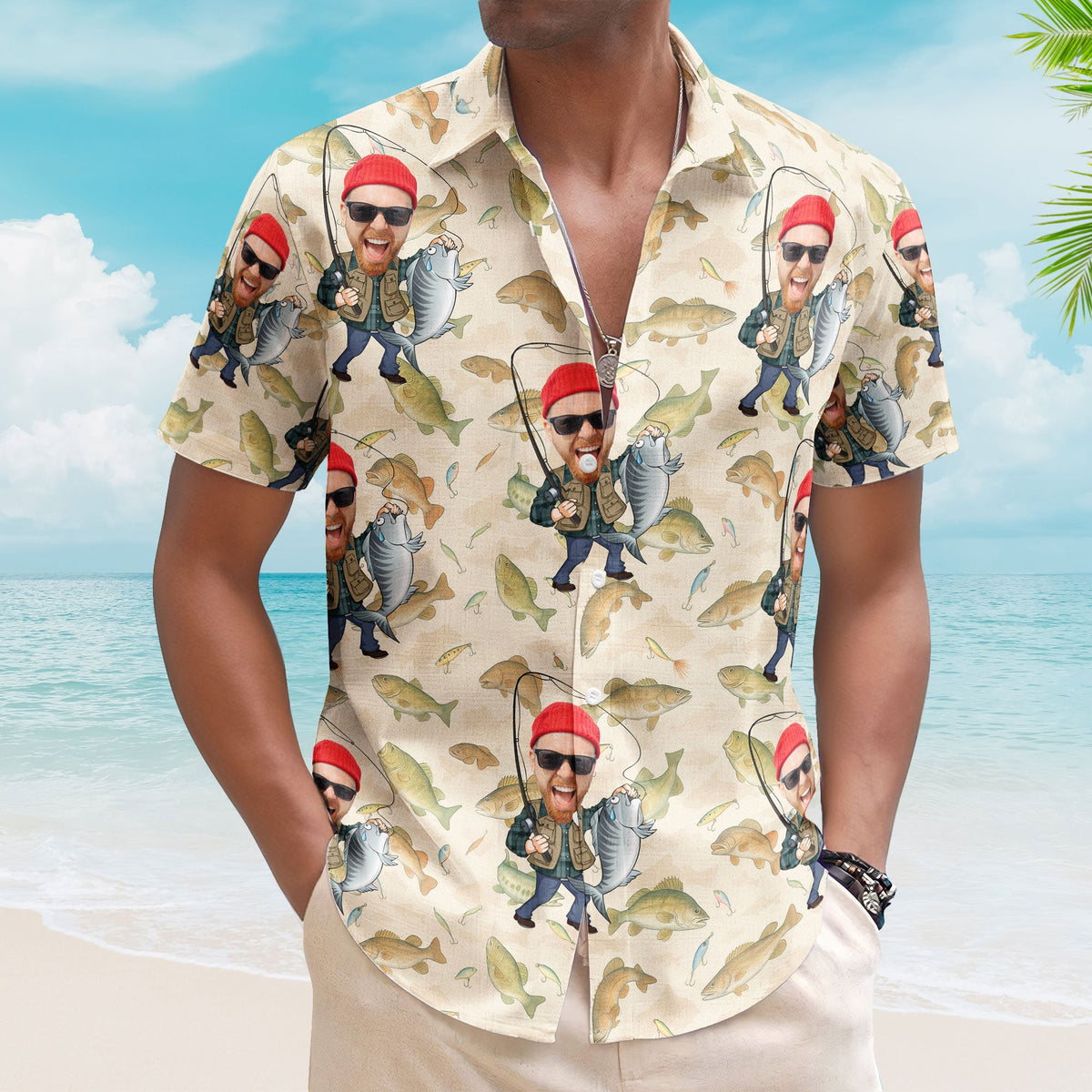 Fishing Man - New Version - Personalized Photo Hawaiian Shirt