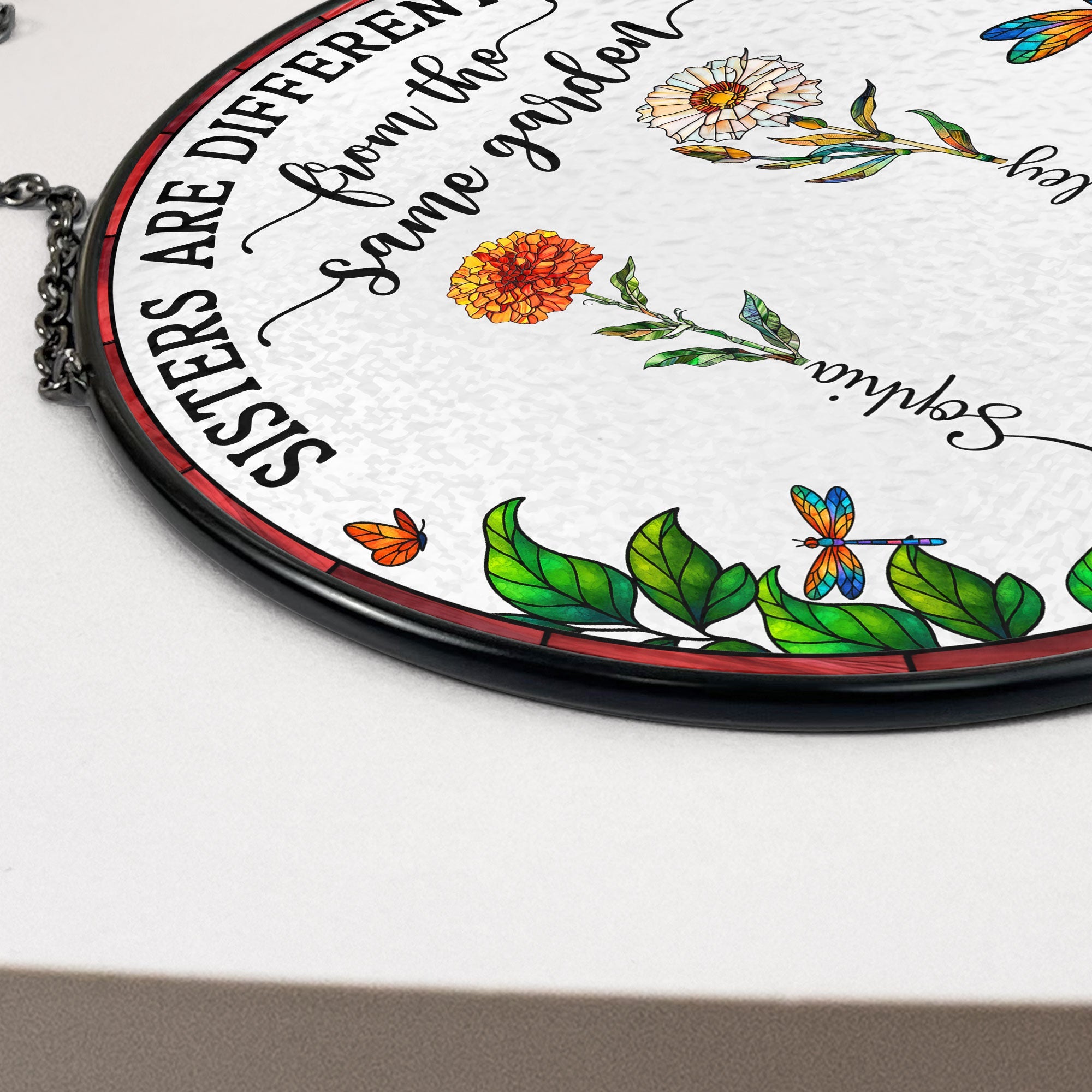 Flowers From Same Garden - Personalized Stained Glass Window Hanging Suncatcher